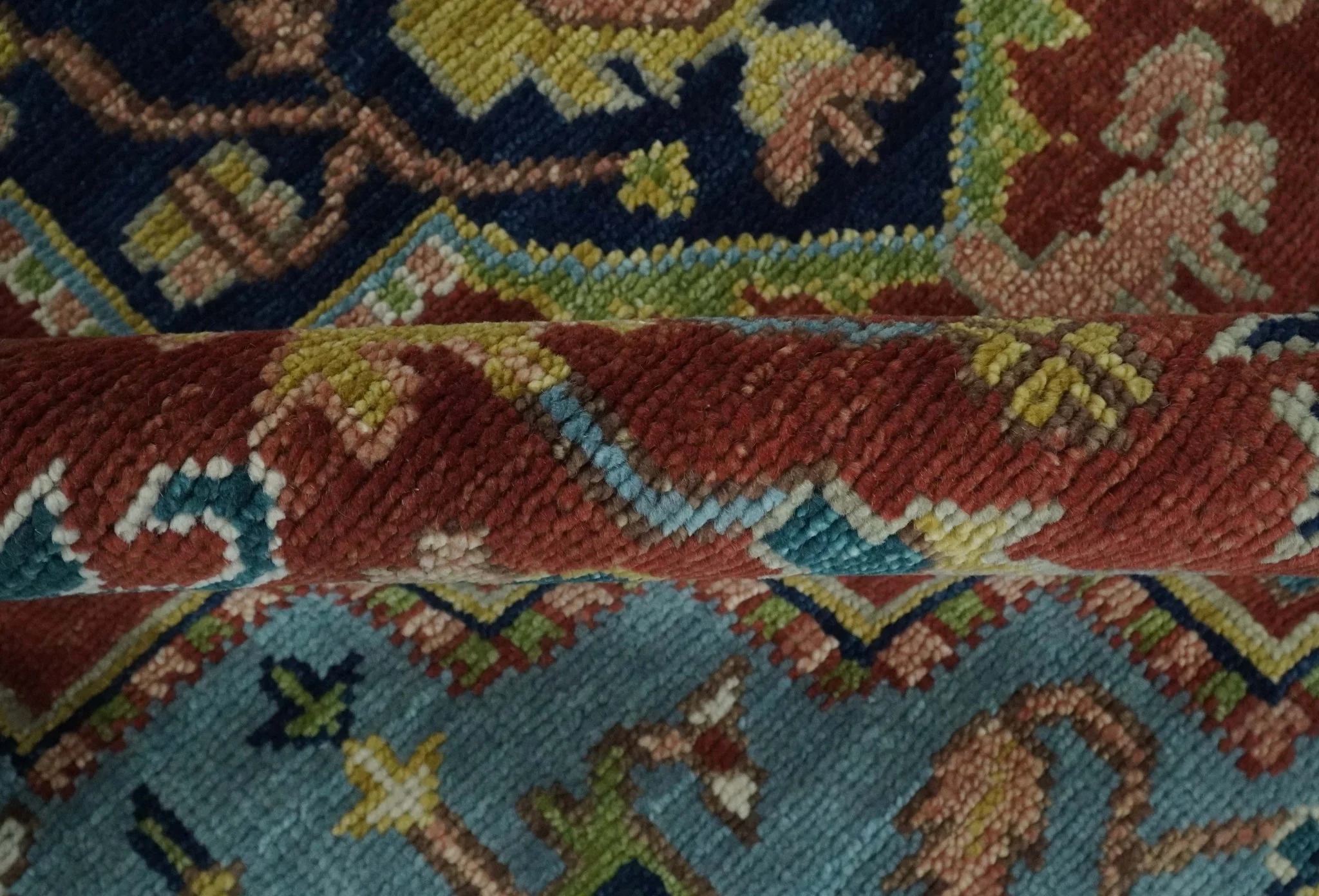 Ready to Ship 9x12 Rust and Blue Traditional Vintage Style Hand Knotted Wool Area Rug - Image 8
