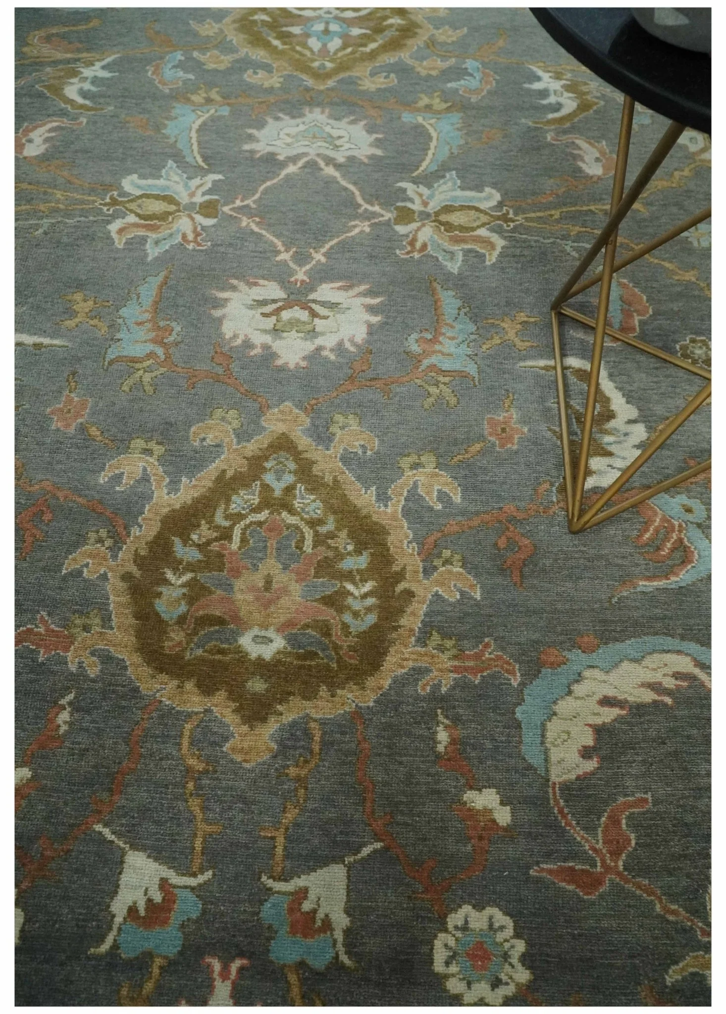 Fine 9x12 Traditional Gray and Brown Antique Style Hand knotted Traditional Wool Area Rug | AC47912 - Image 2