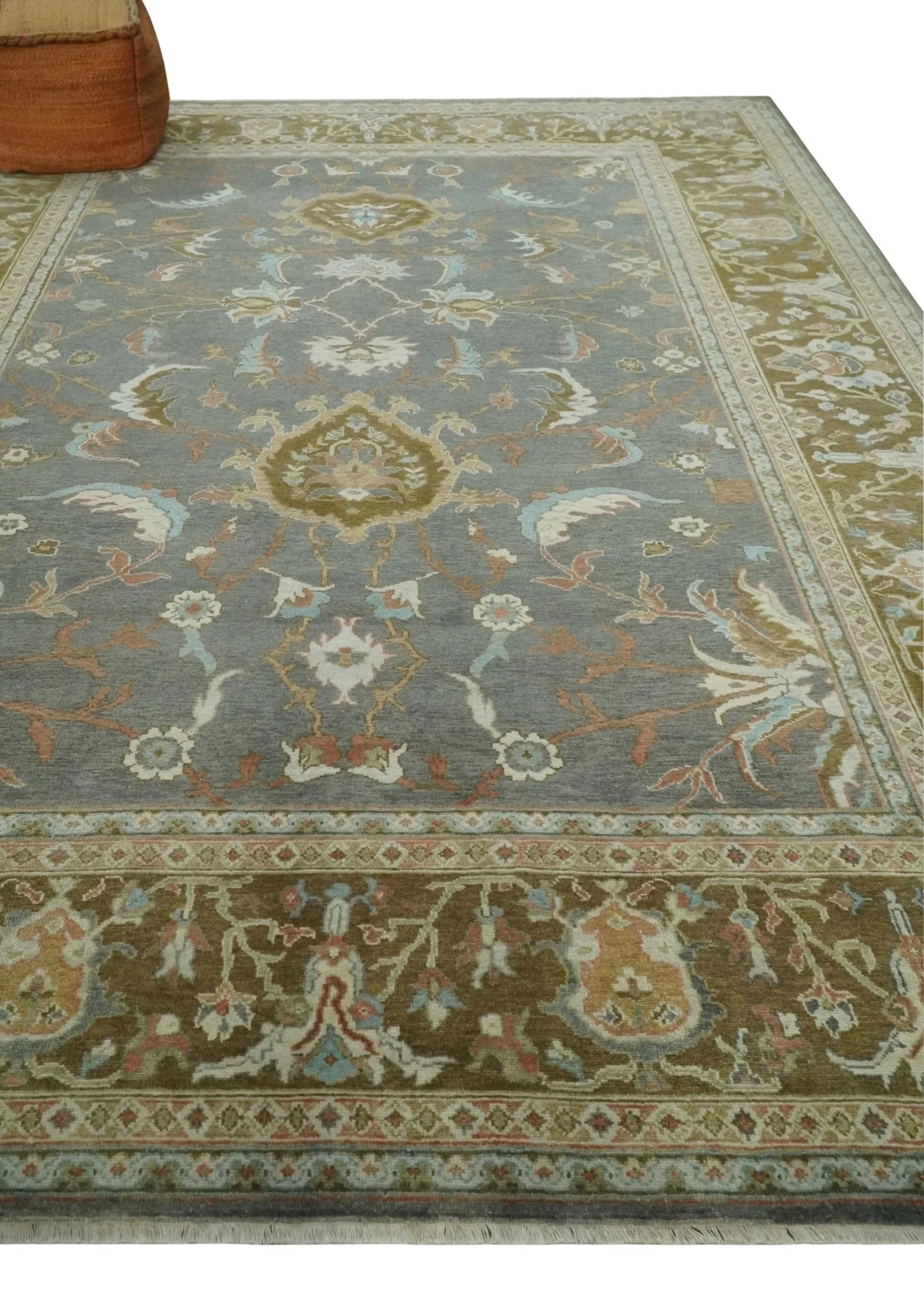 Fine 9x12 Traditional Gray and Brown Antique Style Hand knotted Traditional Wool Area Rug | AC47912 - Image 3