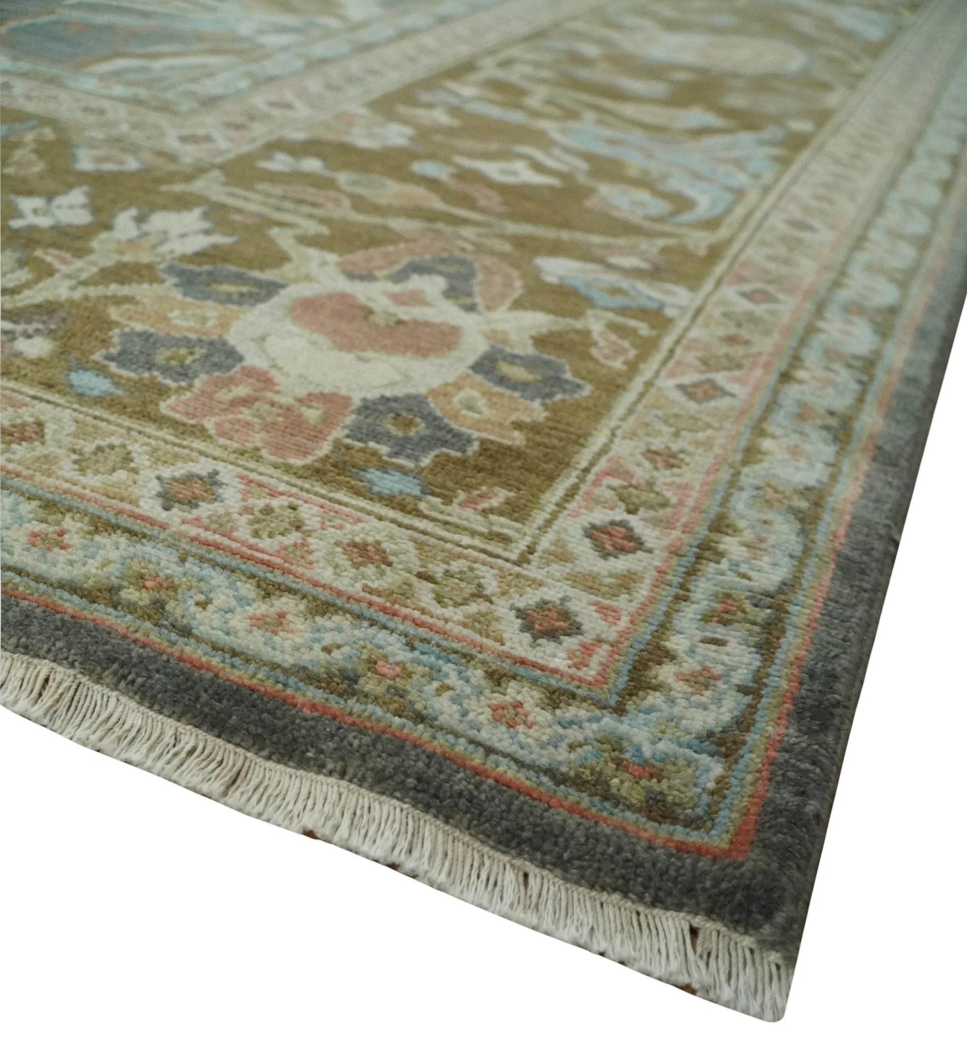Fine 9x12 Traditional Gray and Brown Antique Style Hand knotted Traditional Wool Area Rug | AC47912 - Image 5