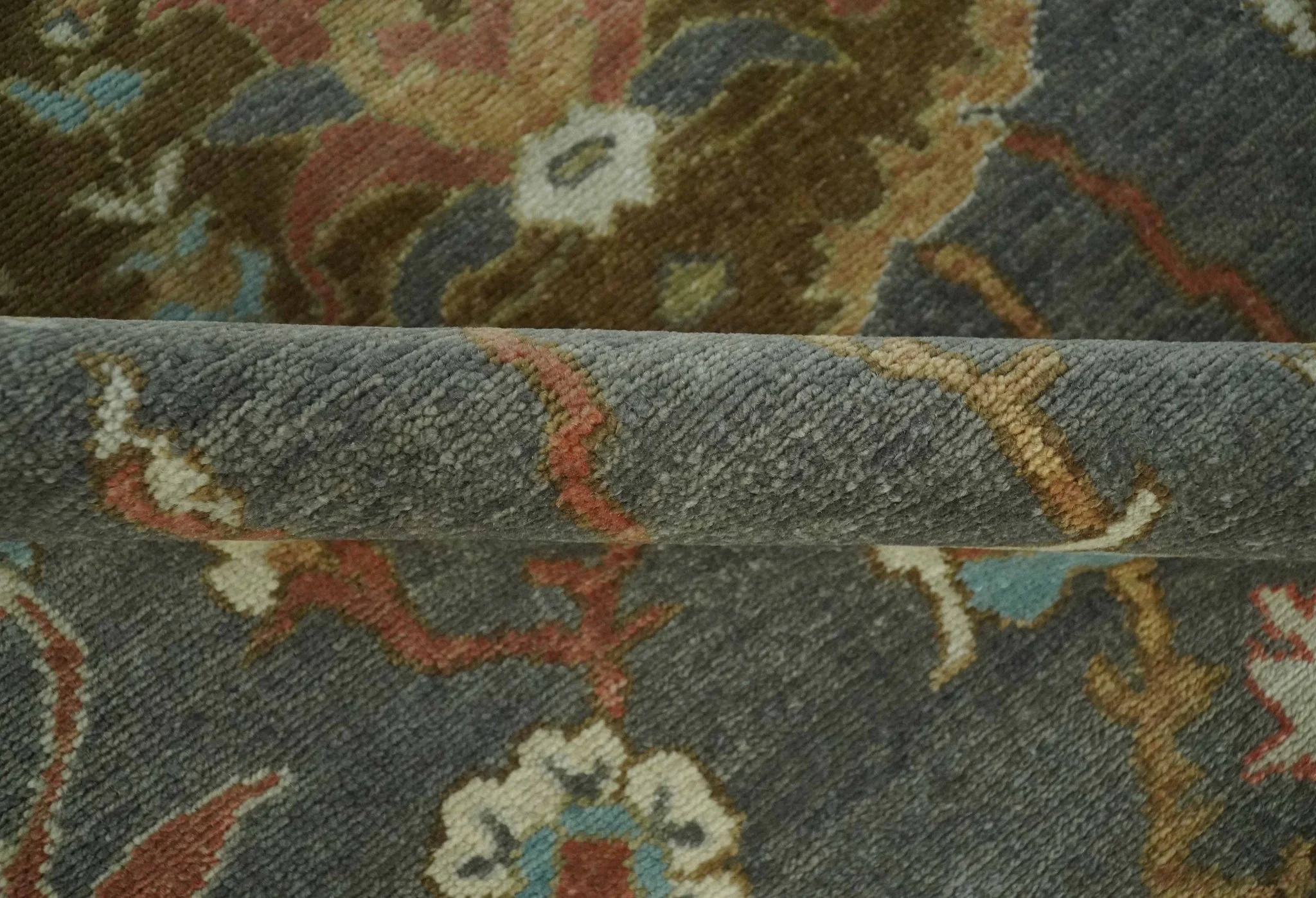Fine 9x12 Traditional Gray and Brown Antique Style Hand knotted Traditional Wool Area Rug | AC47912 - Image 6