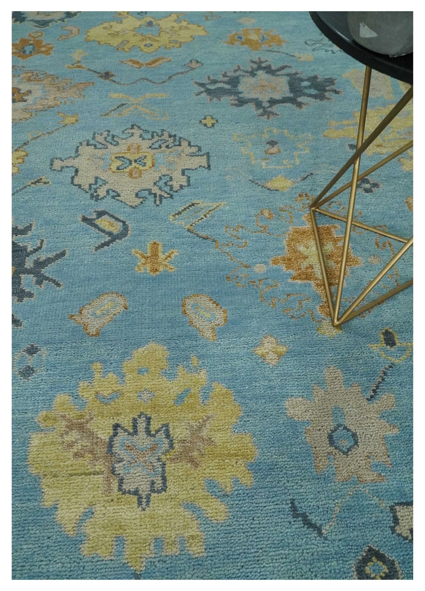 9x12 Wool Traditional Persian Blue and Beige Hand knotted Oushak Area Rug | TRDCP1094912 - Image 2