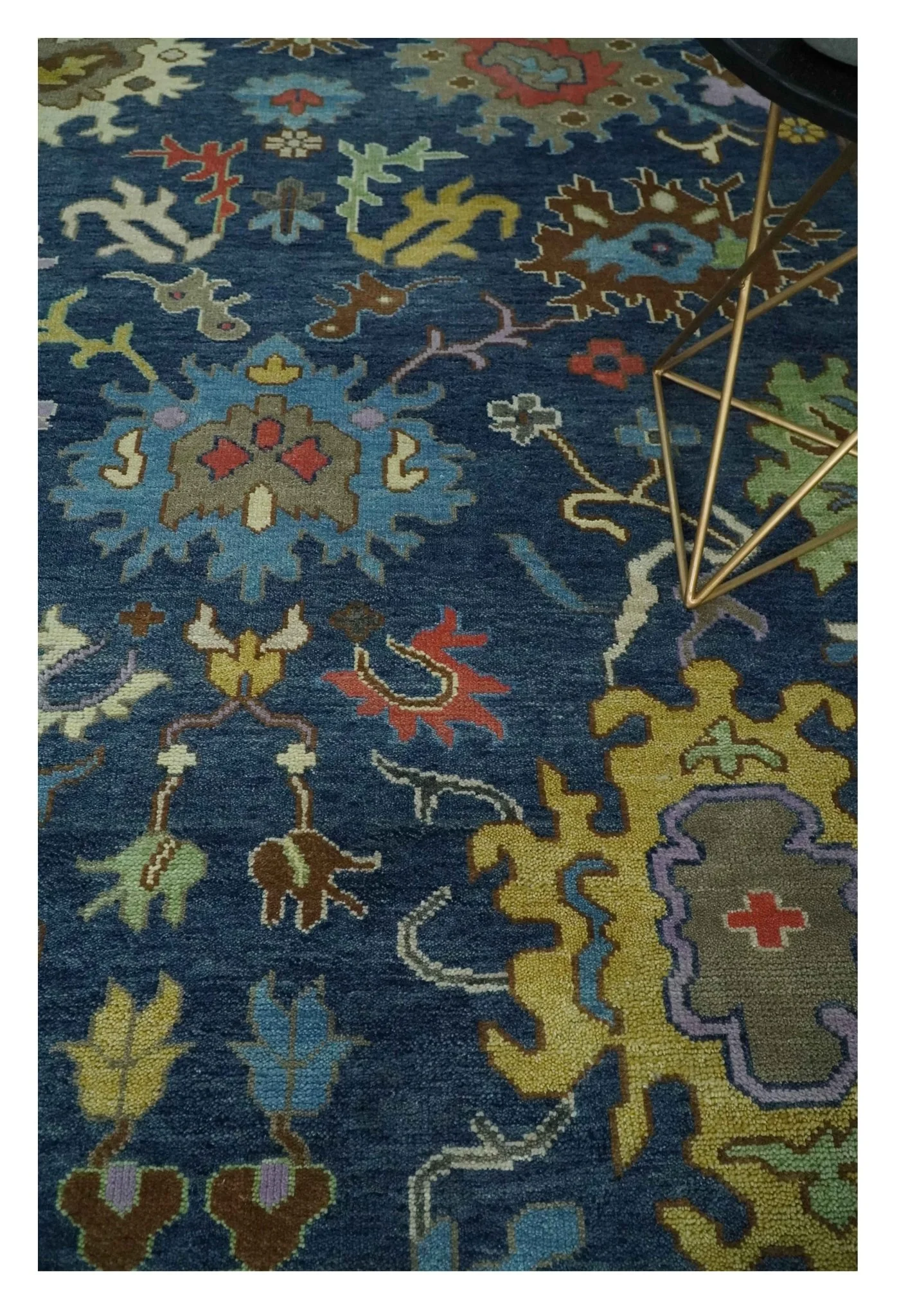 9x12 Wool Traditional Persian Blue and Gray Vibrant Colorful Hand knotted Oushak Area Rug | TRDCP1365912 - Image 2