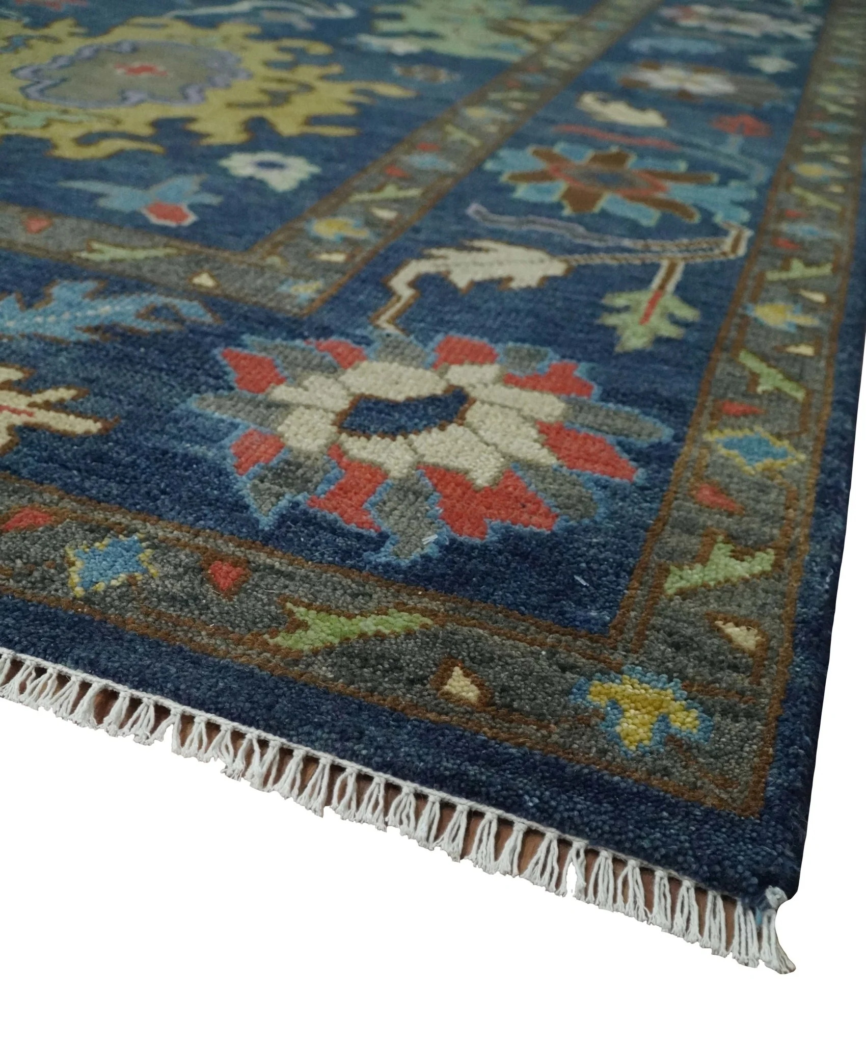 9x12 Wool Traditional Persian Blue and Gray Vibrant Colorful Hand knotted Oushak Area Rug | TRDCP1365912 - Image 5