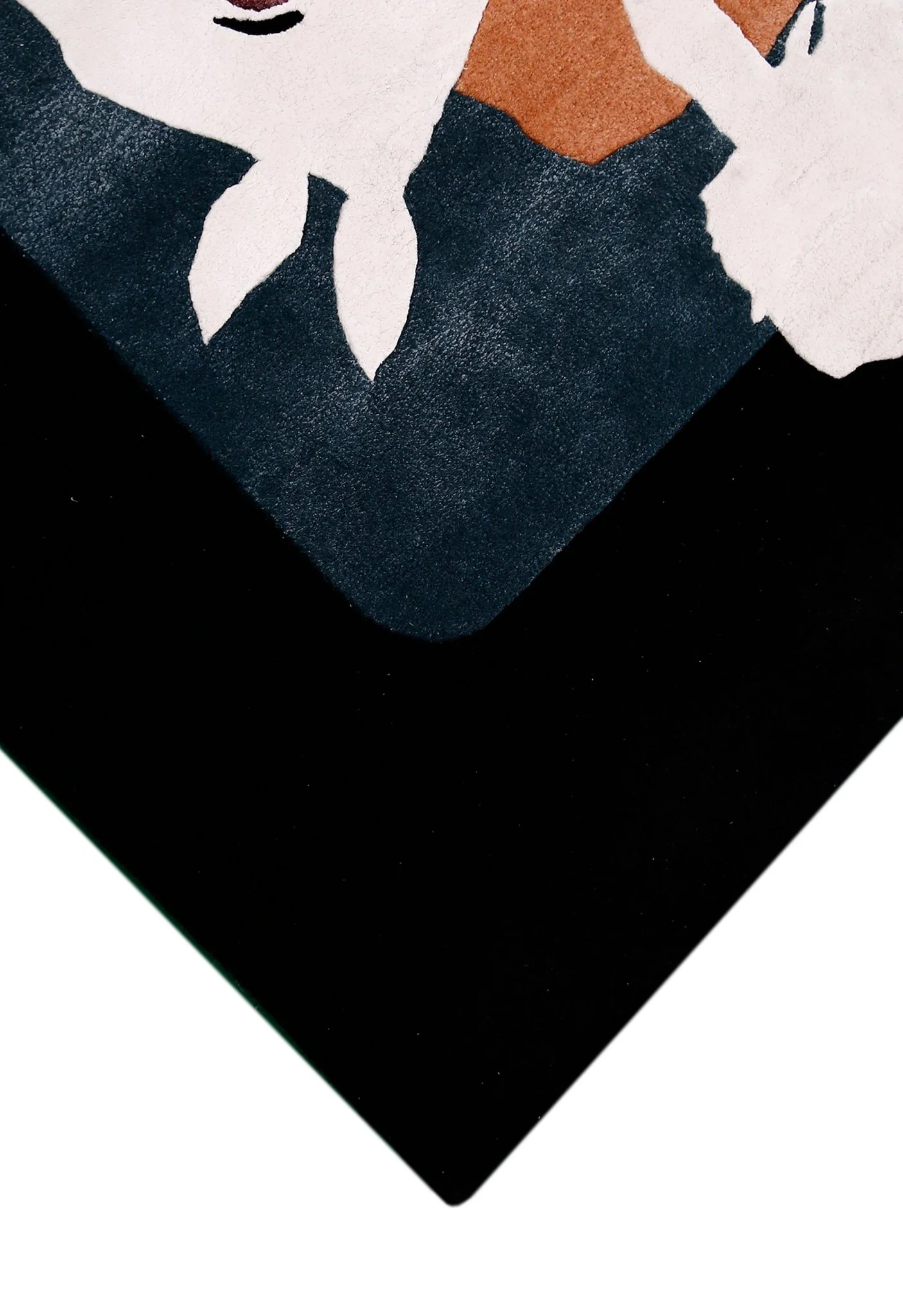 A Woman Riding Horse Ivory And Black Hand Tufted 5x8 Wool Area Rug - Image 3