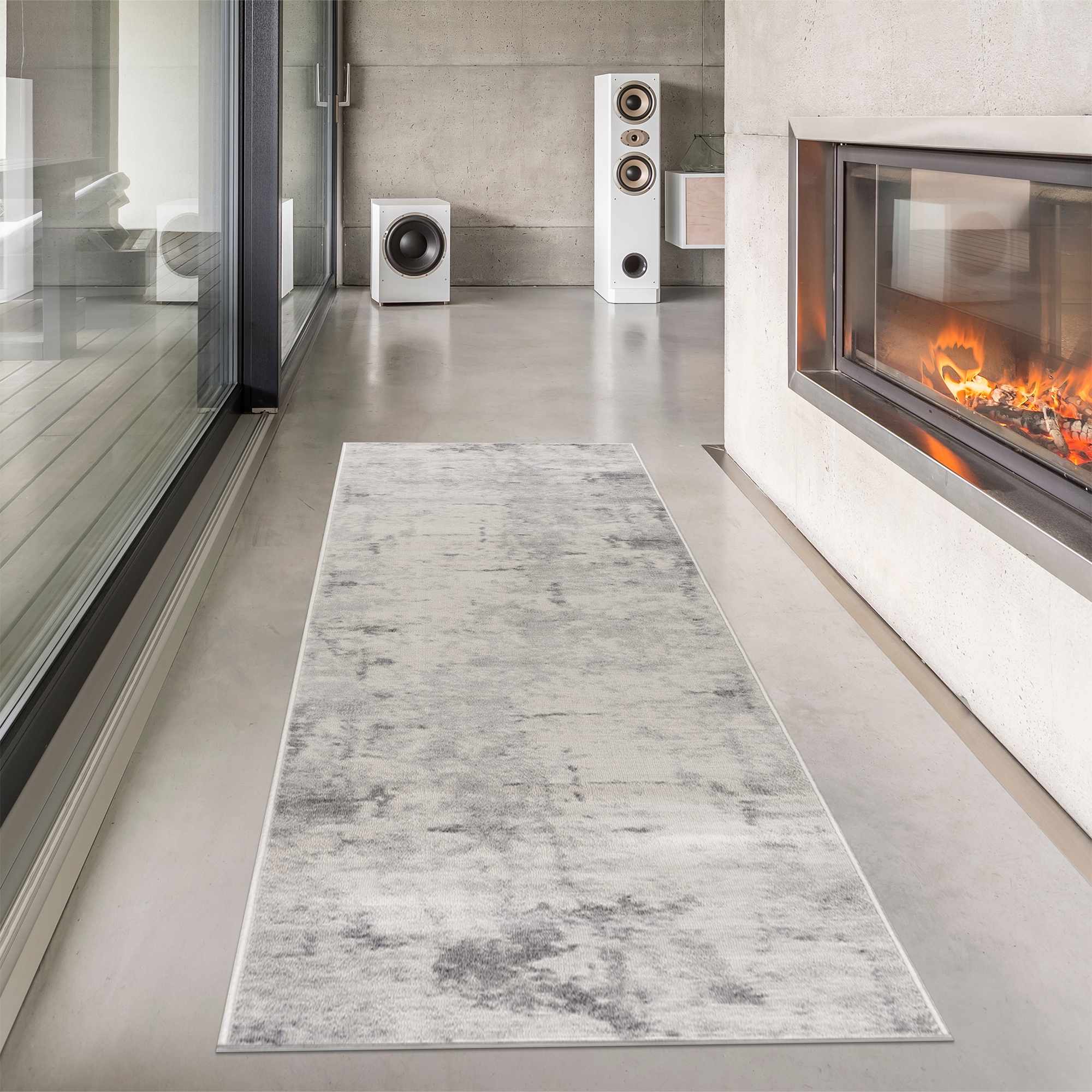 Contemporary Abstract Beige and Gray Medium Pile Multi Size Area Rug - Image 3