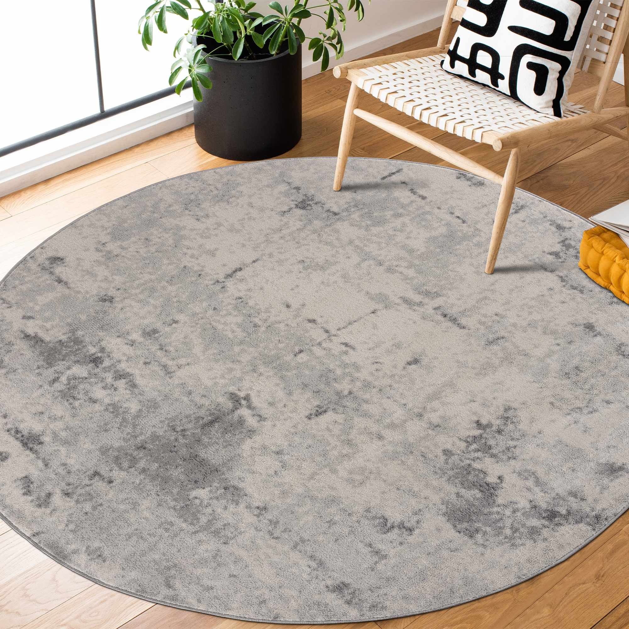 Contemporary Abstract Beige and Gray Medium Pile Multi Size Area Rug - Image 4