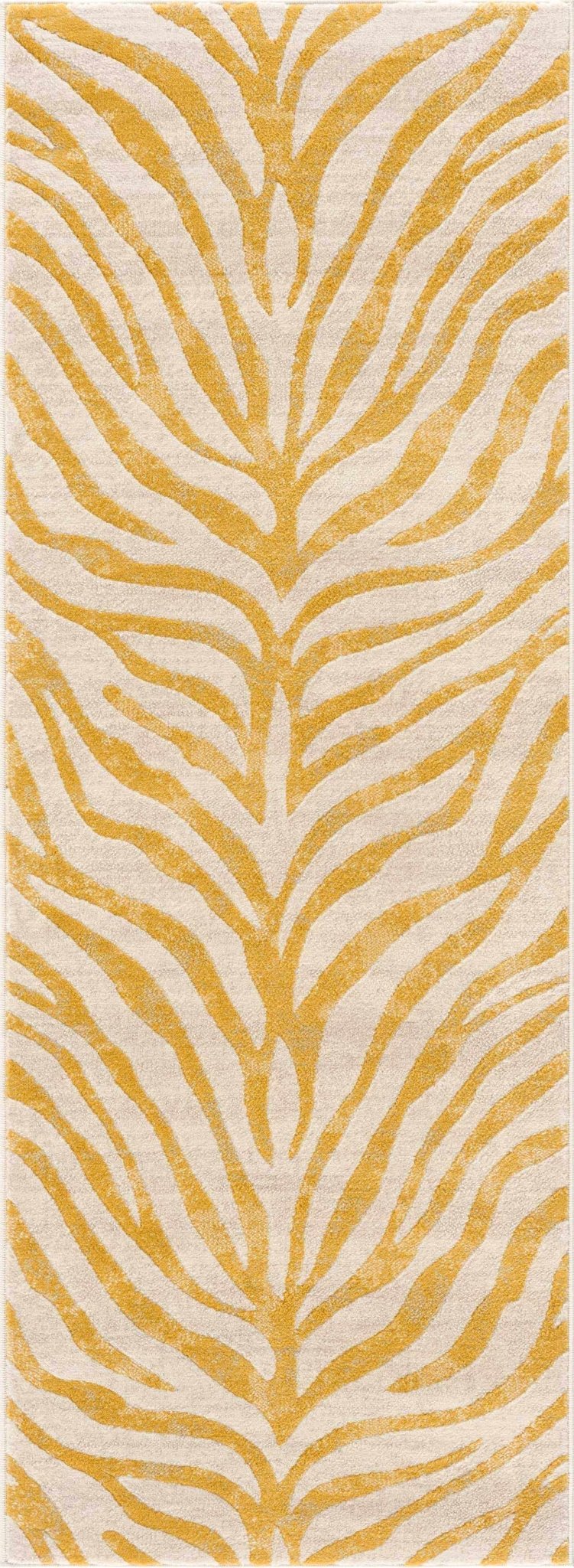 Contemporary Abstract Zebra pattern Beige and Gold Medium pile Area Rug - Image 4