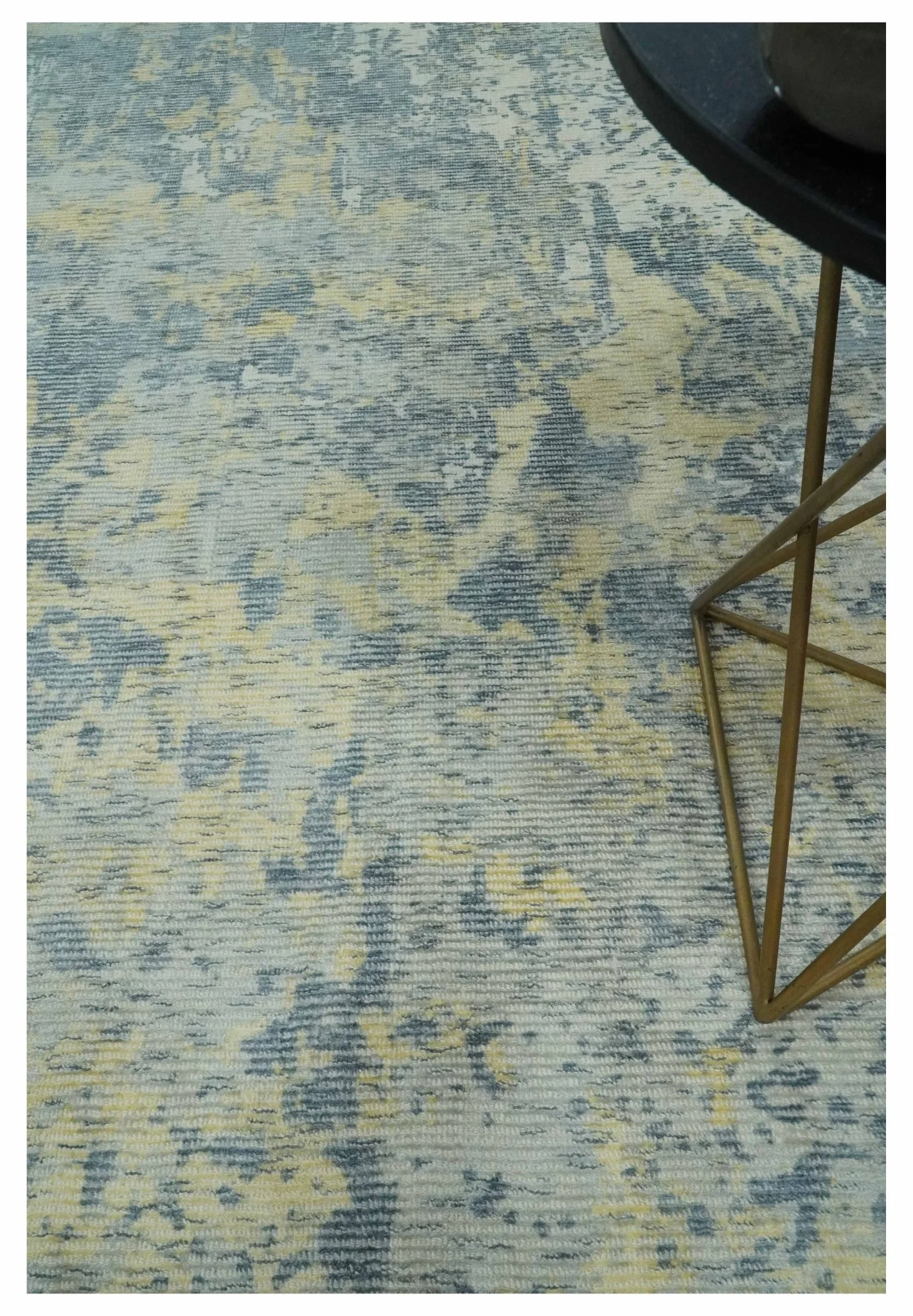 Modern Abstract Beige, Gray and Silver Hand loom 5x8 Wool and Viscose Area Rug - Image 3