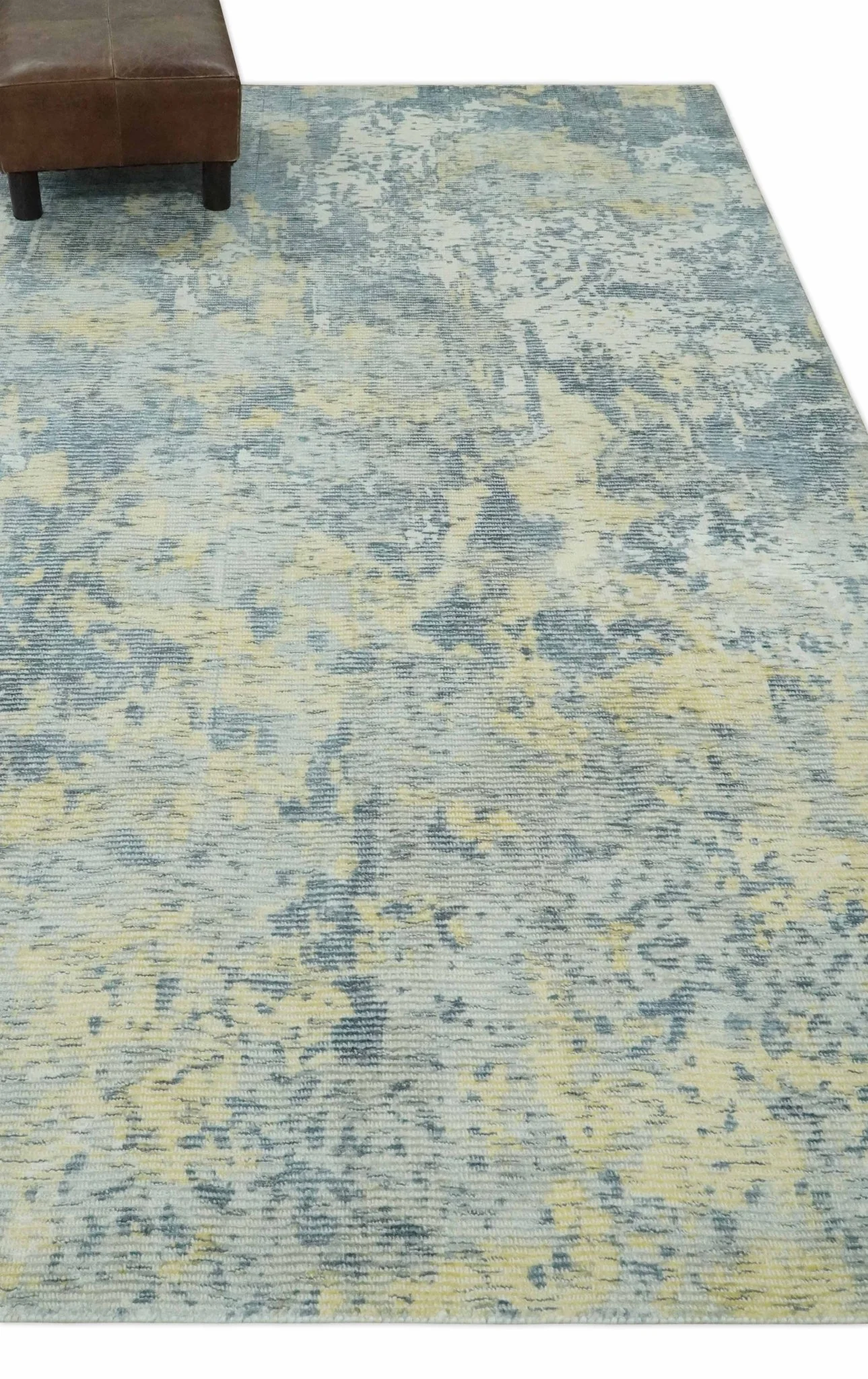 Modern Abstract Beige, Gray and Silver Hand loom 5x8 Wool and Viscose Area Rug - Image 4