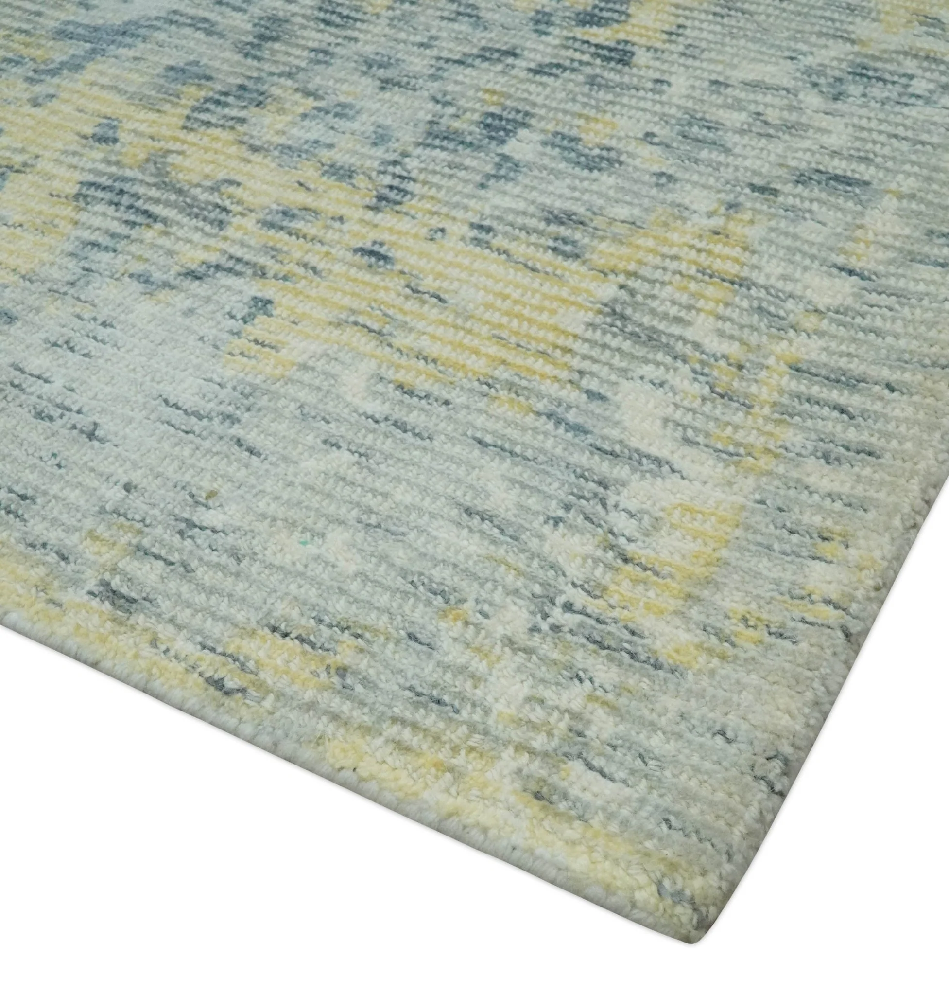 Modern Abstract Beige, Gray and Silver Hand loom 5x8 Wool and Viscose Area Rug - Image 6