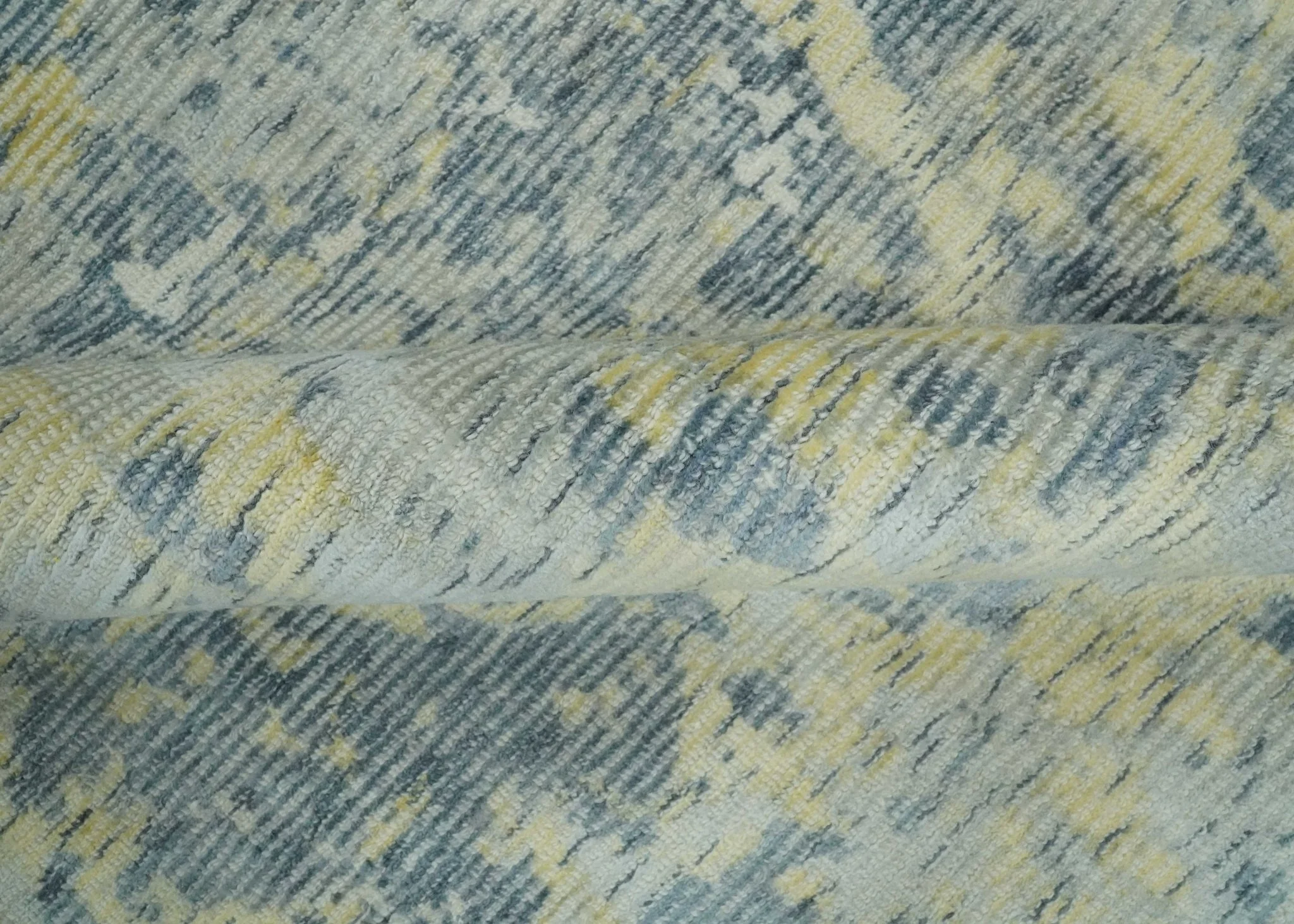 Modern Abstract Beige, Gray and Silver Hand loom 5x8 Wool and Viscose Area Rug - Image 7