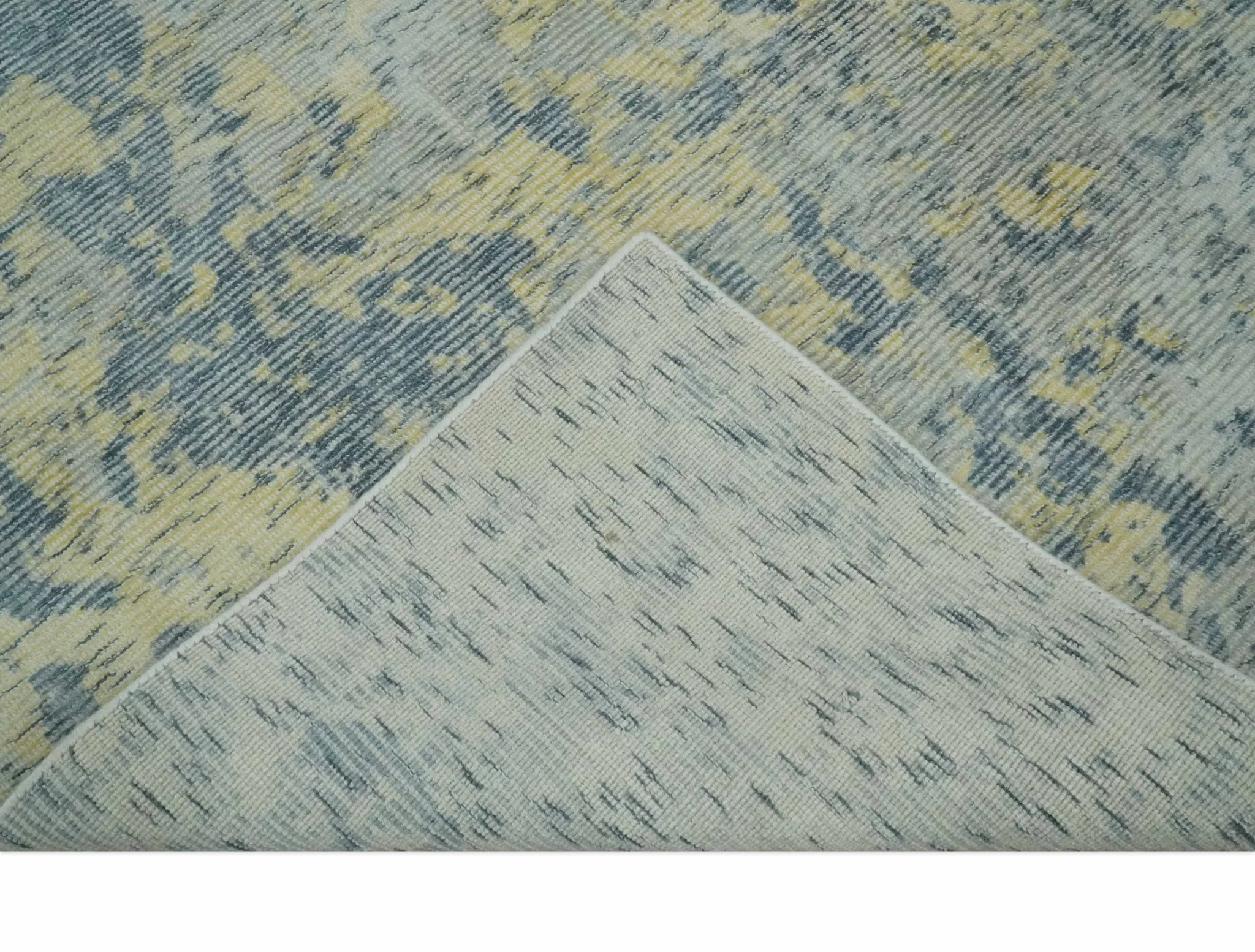 Modern Abstract Beige, Gray and Silver Hand loom 5x8 Wool and Viscose Area Rug - Image 8