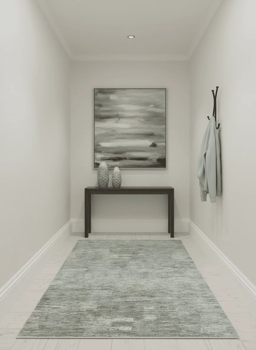 Modern Abstract Beige, silver, Gray and Charcoal 5x8 Hand loom Viscose Area Rug - Image 2