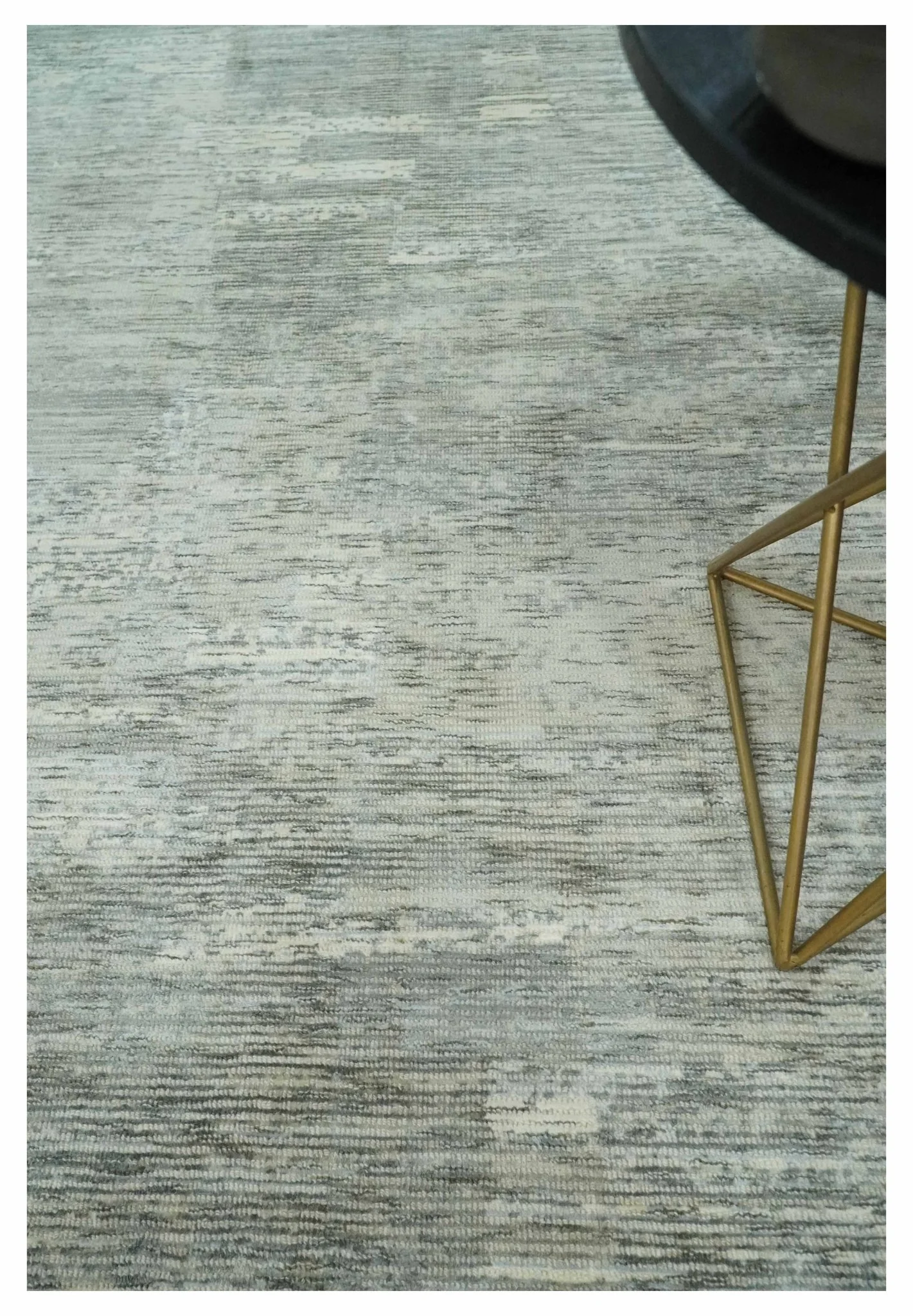 Modern Abstract Beige, silver, Gray and Charcoal 5x8 Hand loom Viscose Area Rug - Image 3