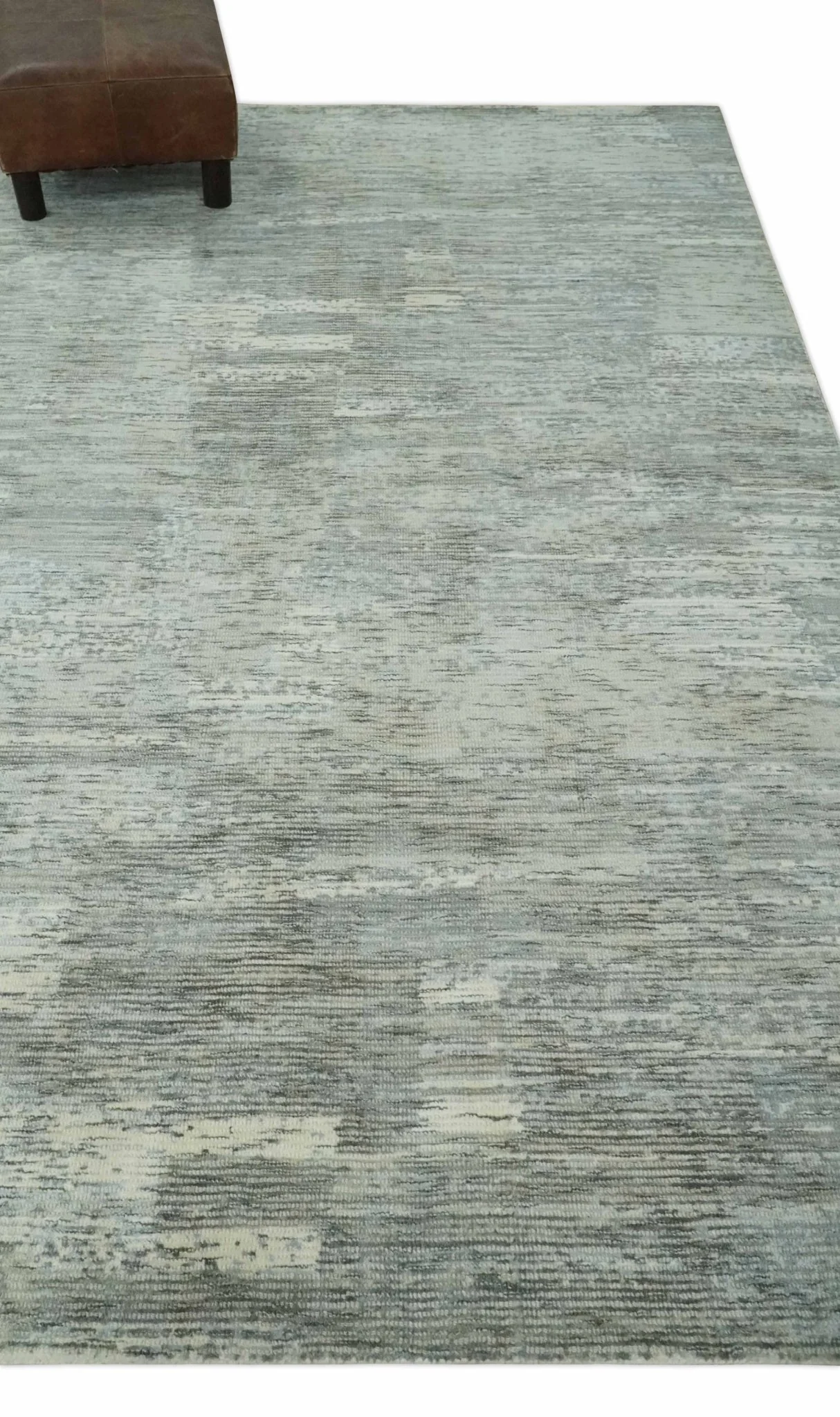 Modern Abstract Beige, silver, Gray and Charcoal 5x8 Hand loom Viscose Area Rug - Image 4