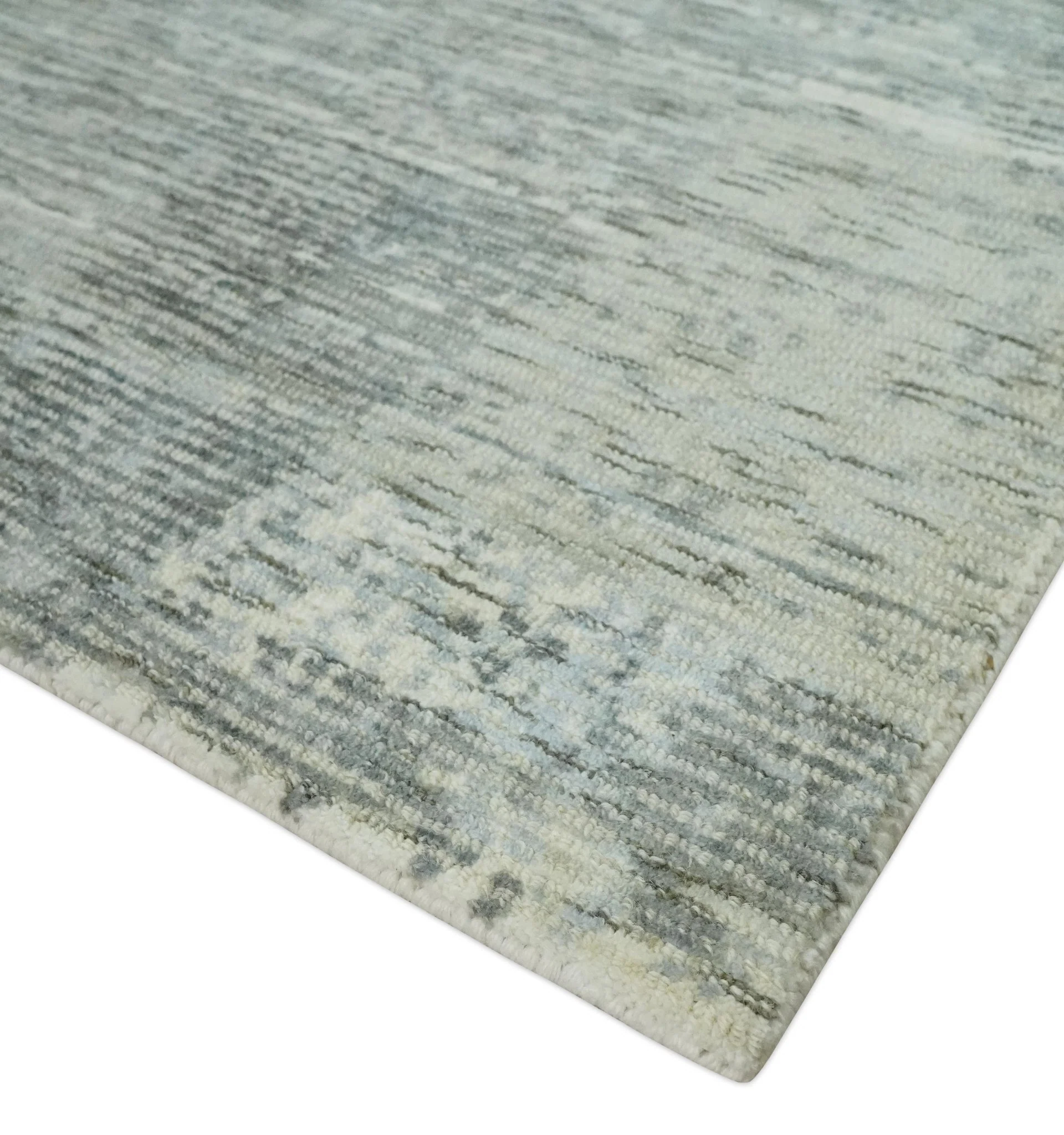 Modern Abstract Beige, silver, Gray and Charcoal 5x8 Hand loom Viscose Area Rug - Image 6