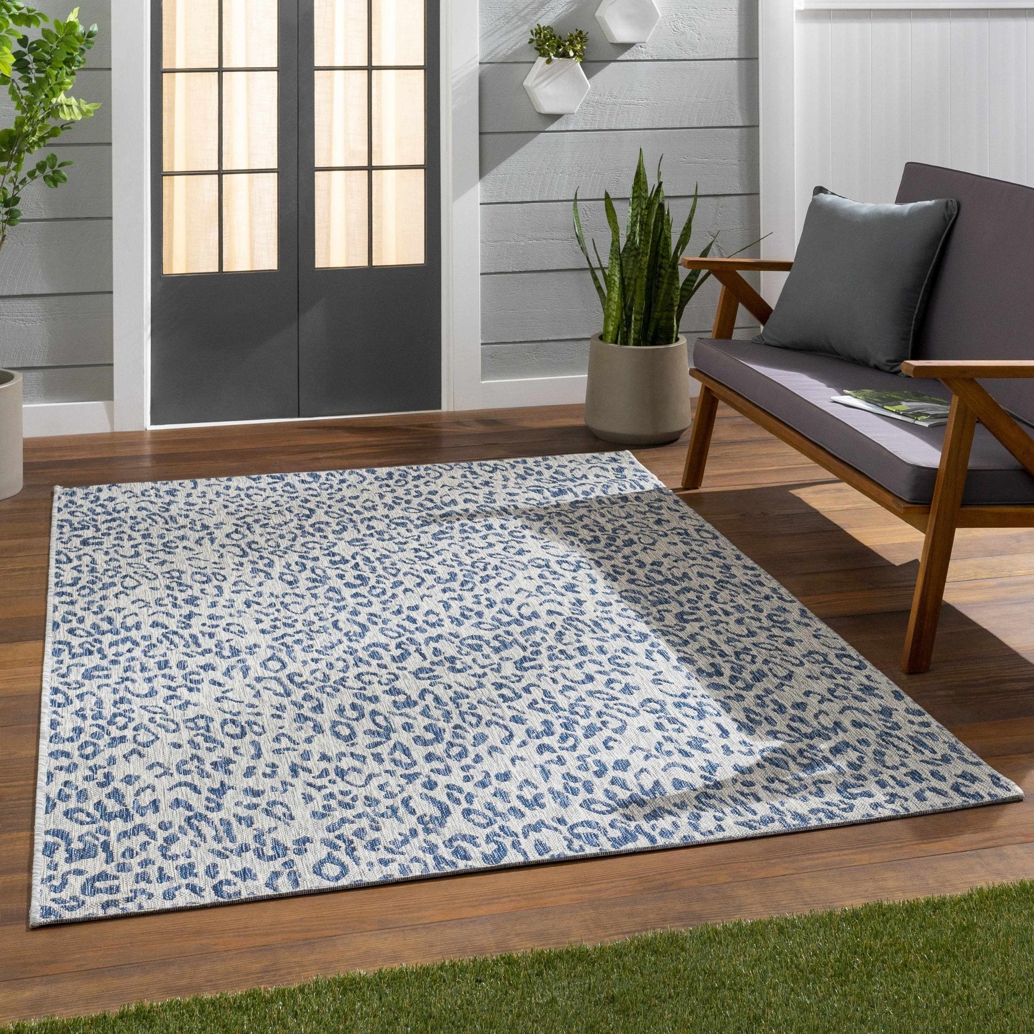 Contemporary Abstract Blue and Ivory Leopard Design Multi size  Area Rug - Image 17