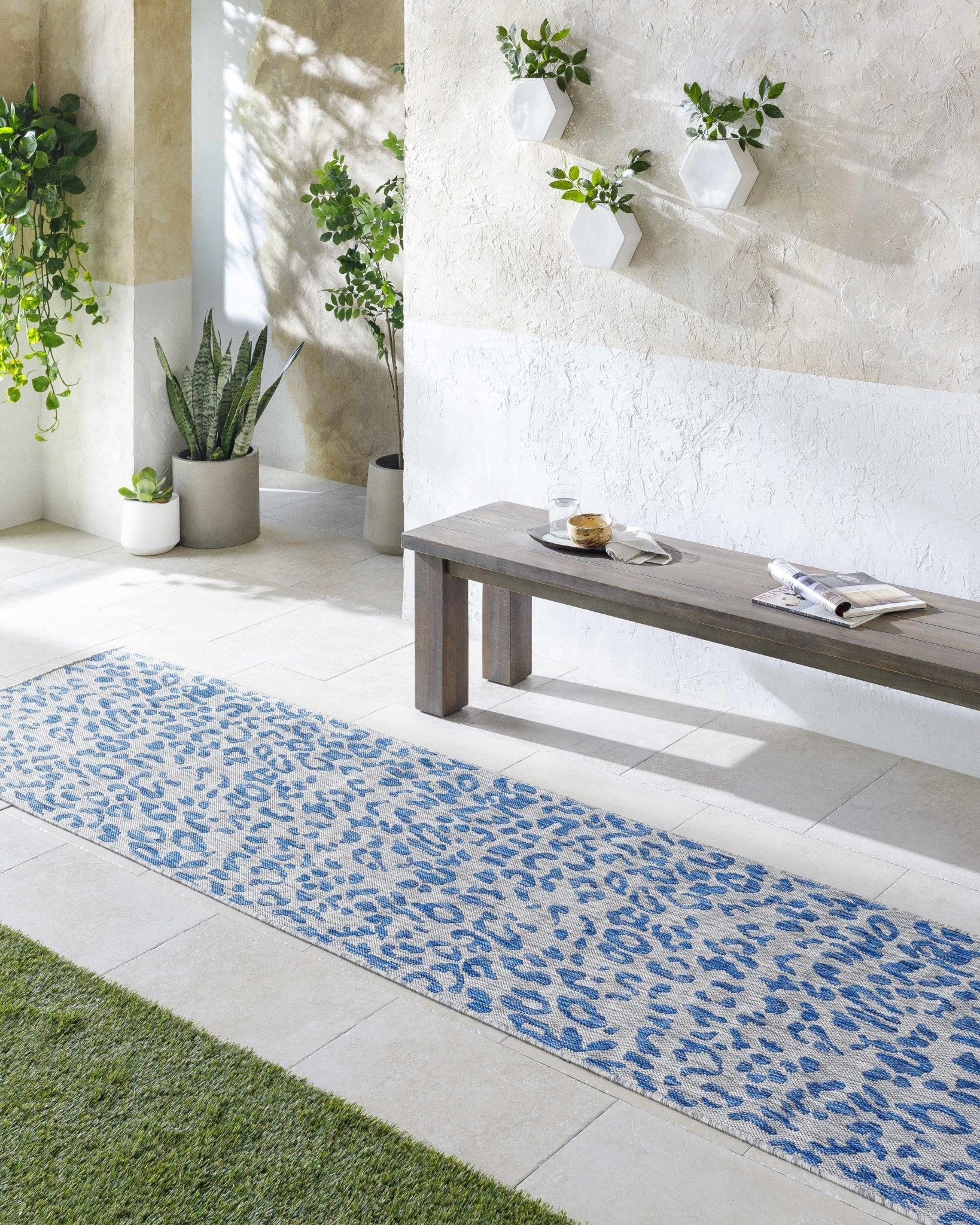 Contemporary Abstract Blue and Ivory Leopard Design Multi size  Area Rug - Image 18