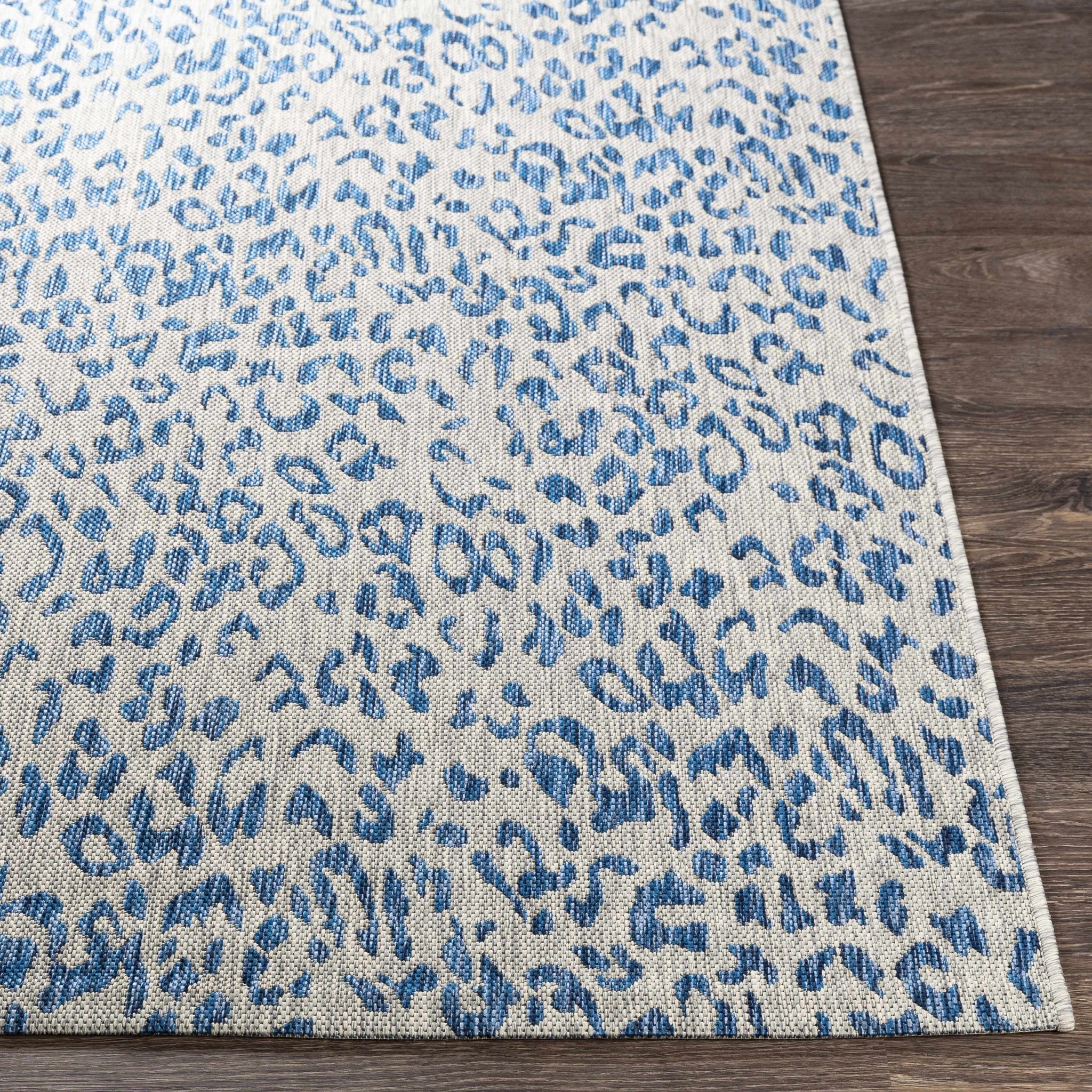 Contemporary Abstract Blue and Ivory Leopard Design Multi size  Area Rug - Image 4