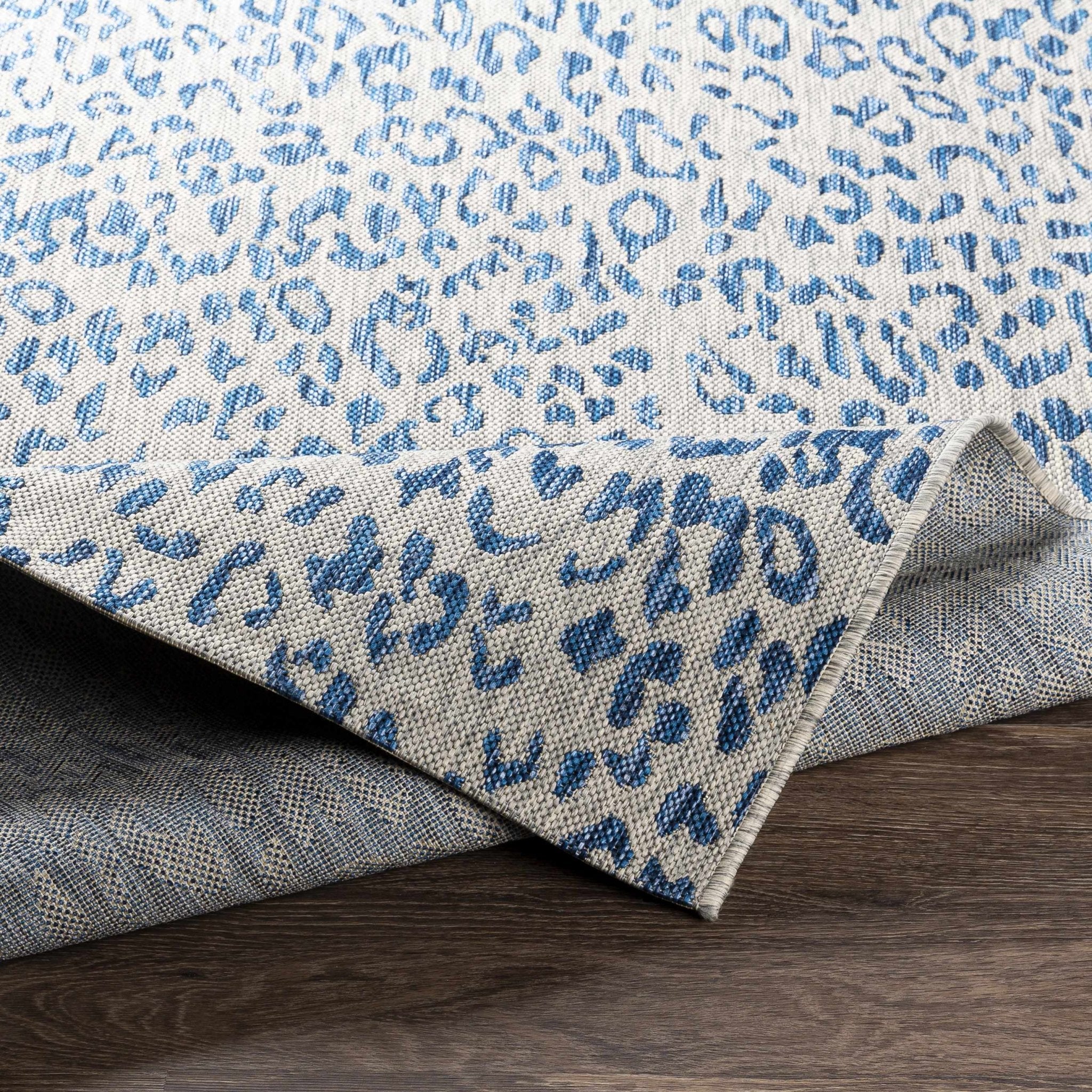 Contemporary Abstract Blue and Ivory Leopard Design Multi size  Area Rug - Image 5