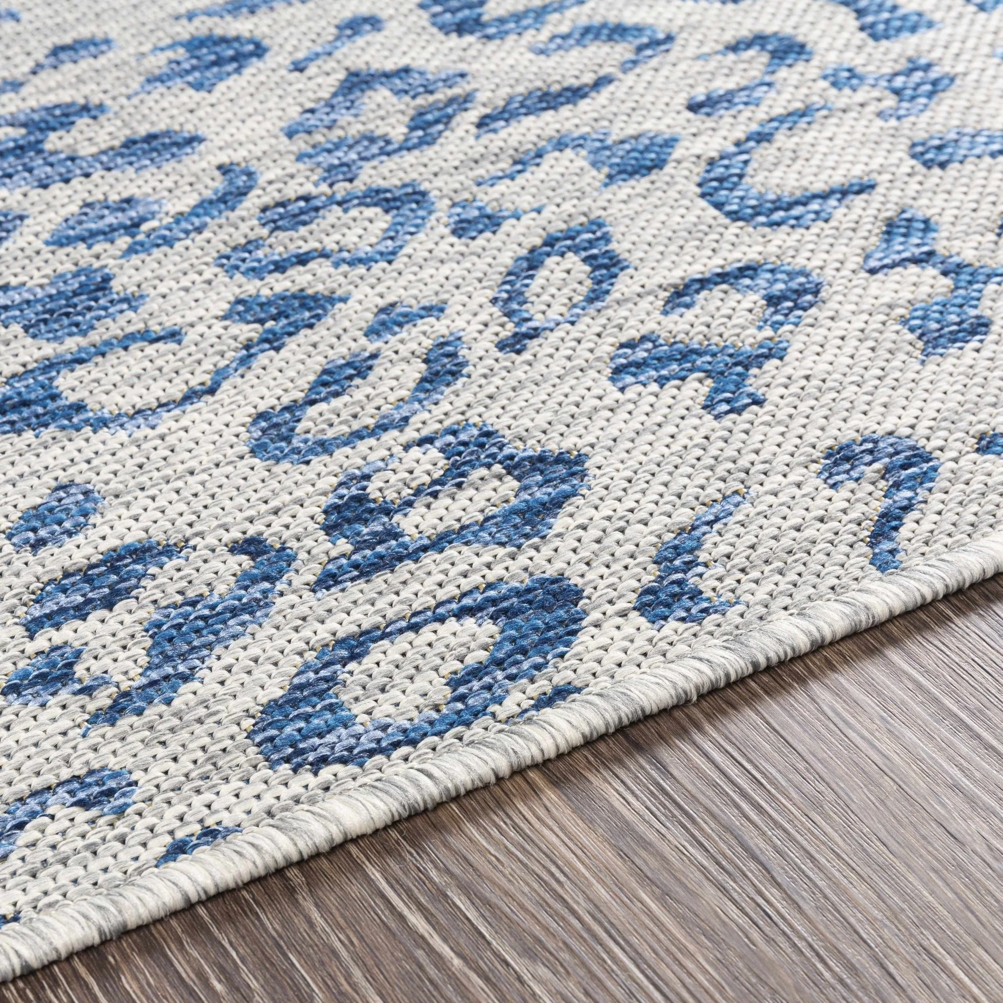 Contemporary Abstract Blue and Ivory Leopard Design Multi size  Area Rug - Image 6