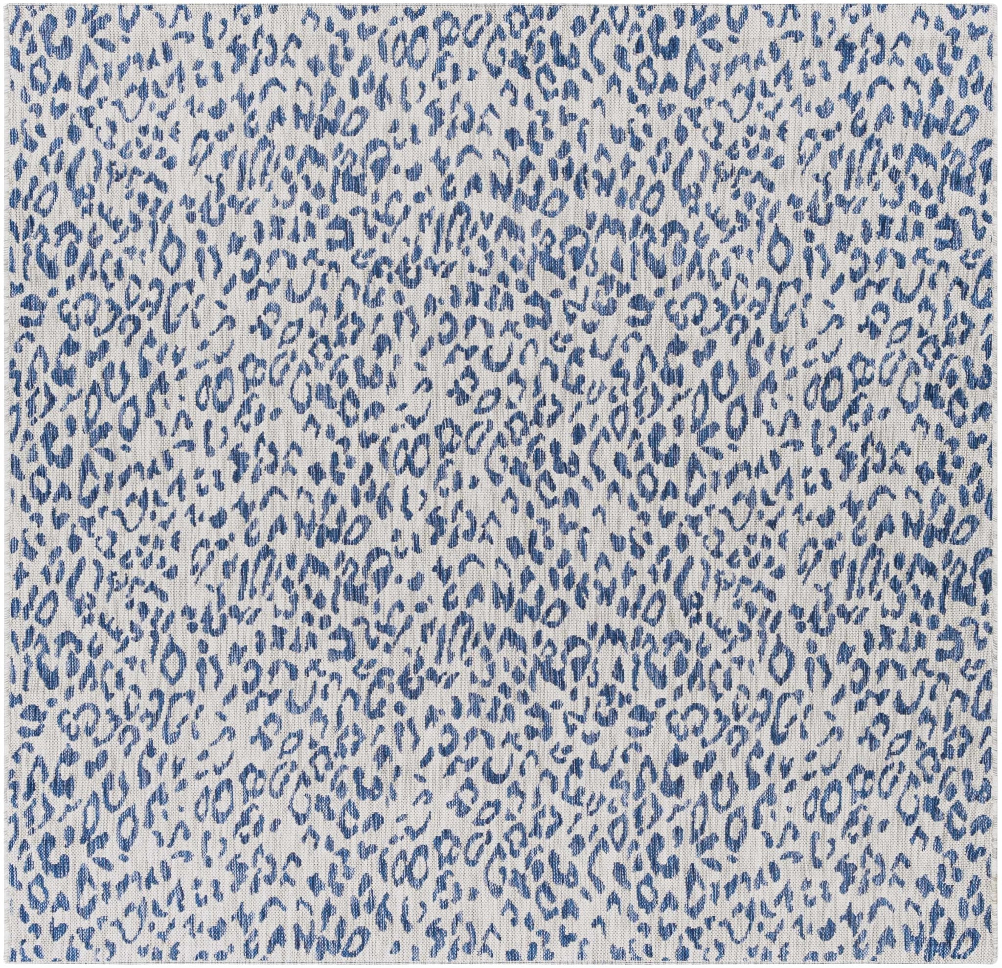 Contemporary Abstract Blue and Ivory Leopard Design Multi size  Area Rug - Image 9
