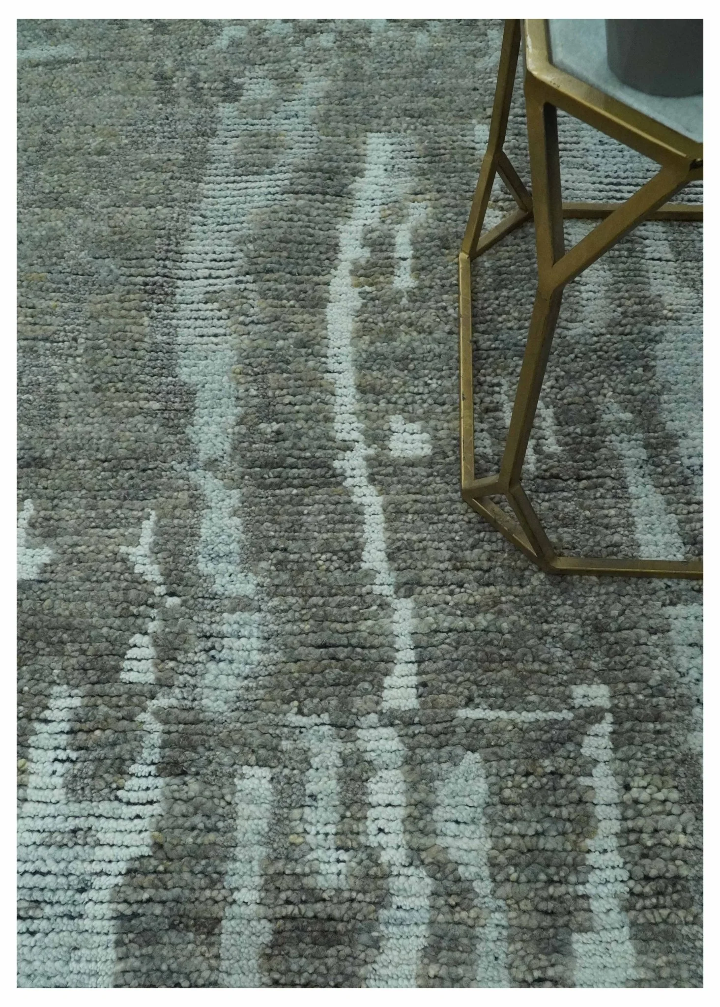 Modern abstract Charcoal and Light Blue Hand knotted 5x8 wool Area Rug - Image 3