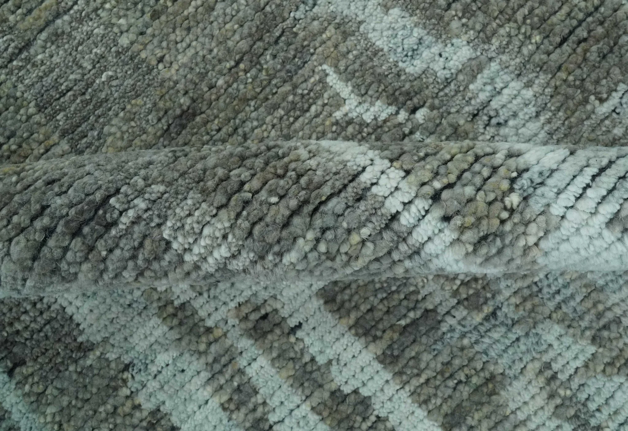 Modern abstract Charcoal and Light Blue Hand knotted 5x8 wool Area Rug - Image 7