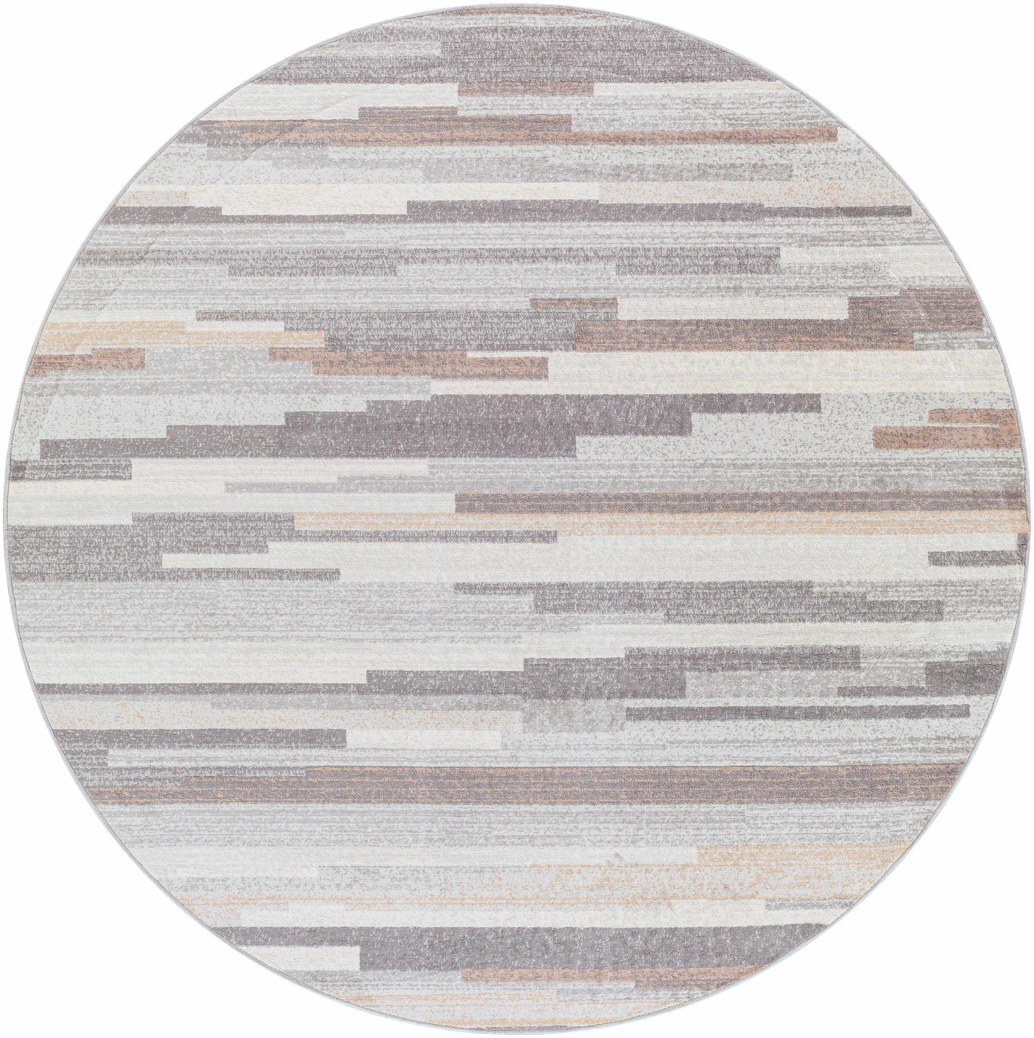 Contemporary Abstract Gray, Brown, Beige, Camel and White Medium Pile Area Rug - Image 11