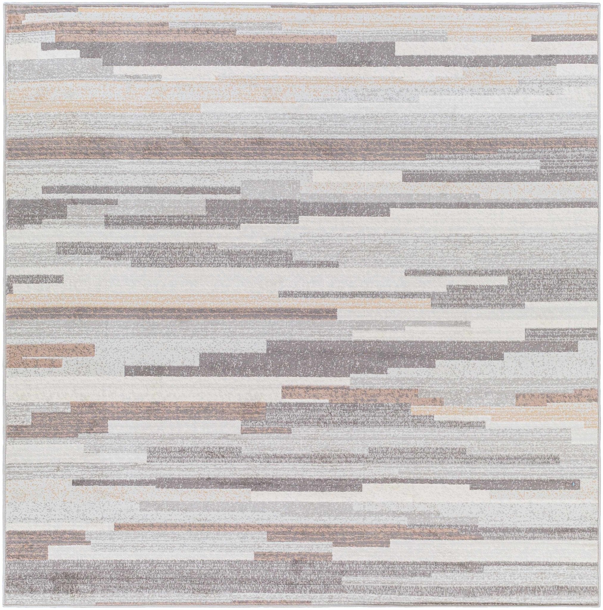 Contemporary Abstract Gray, Brown, Beige, Camel and White Medium Pile Area Rug - Image 12