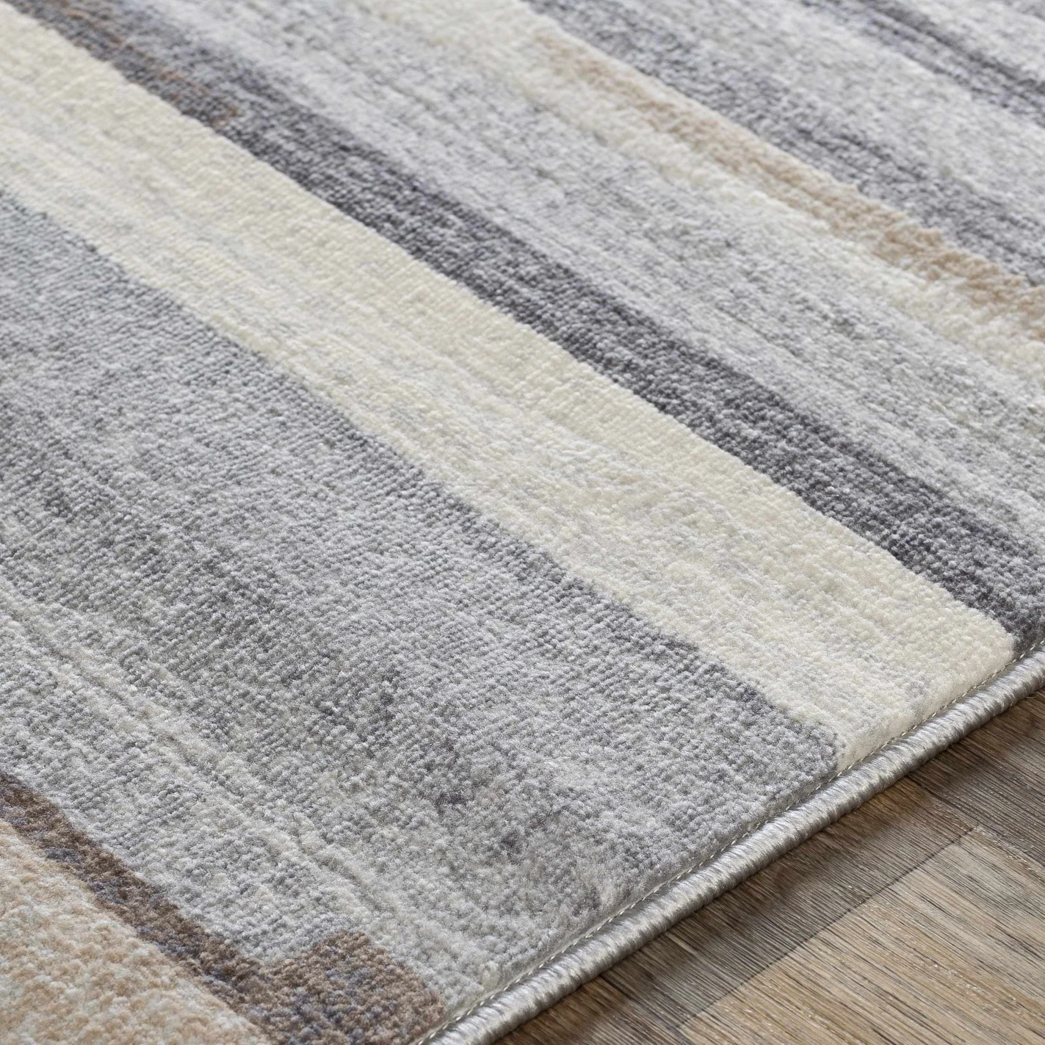 Contemporary Abstract Gray, Brown, Beige, Camel and White Medium Pile Area Rug - Image 6