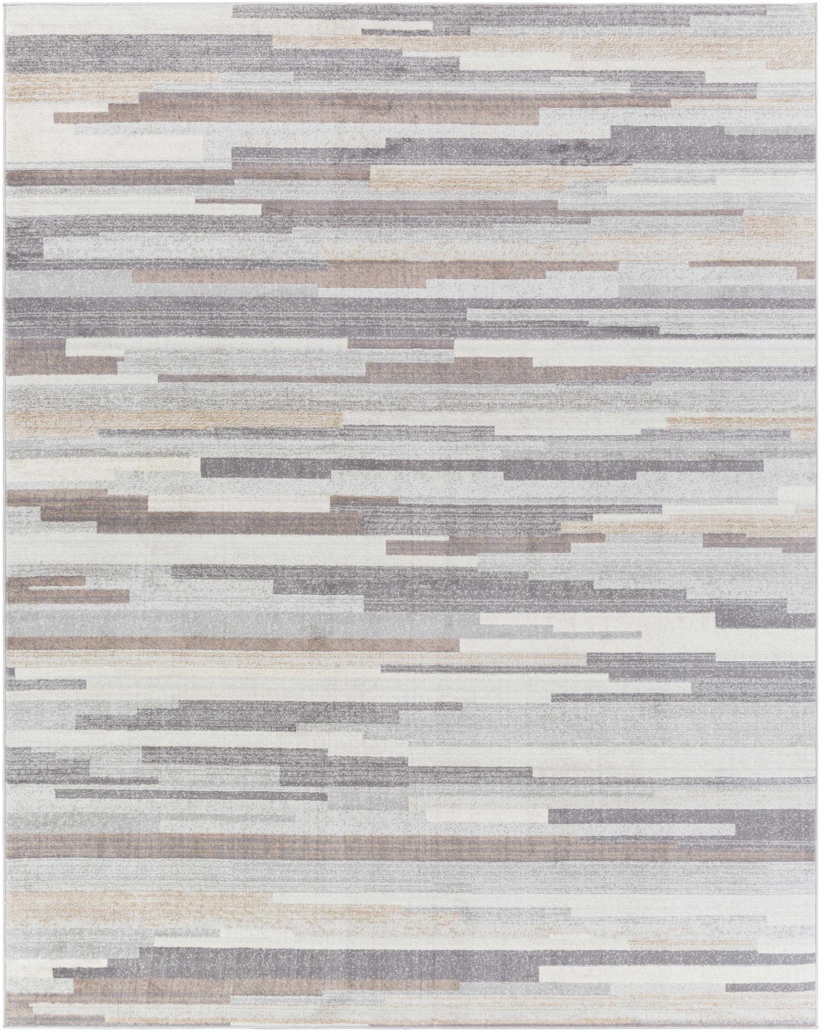 Contemporary Abstract Gray, Brown, Beige, Camel and White Medium Pile Area Rug - Image 8