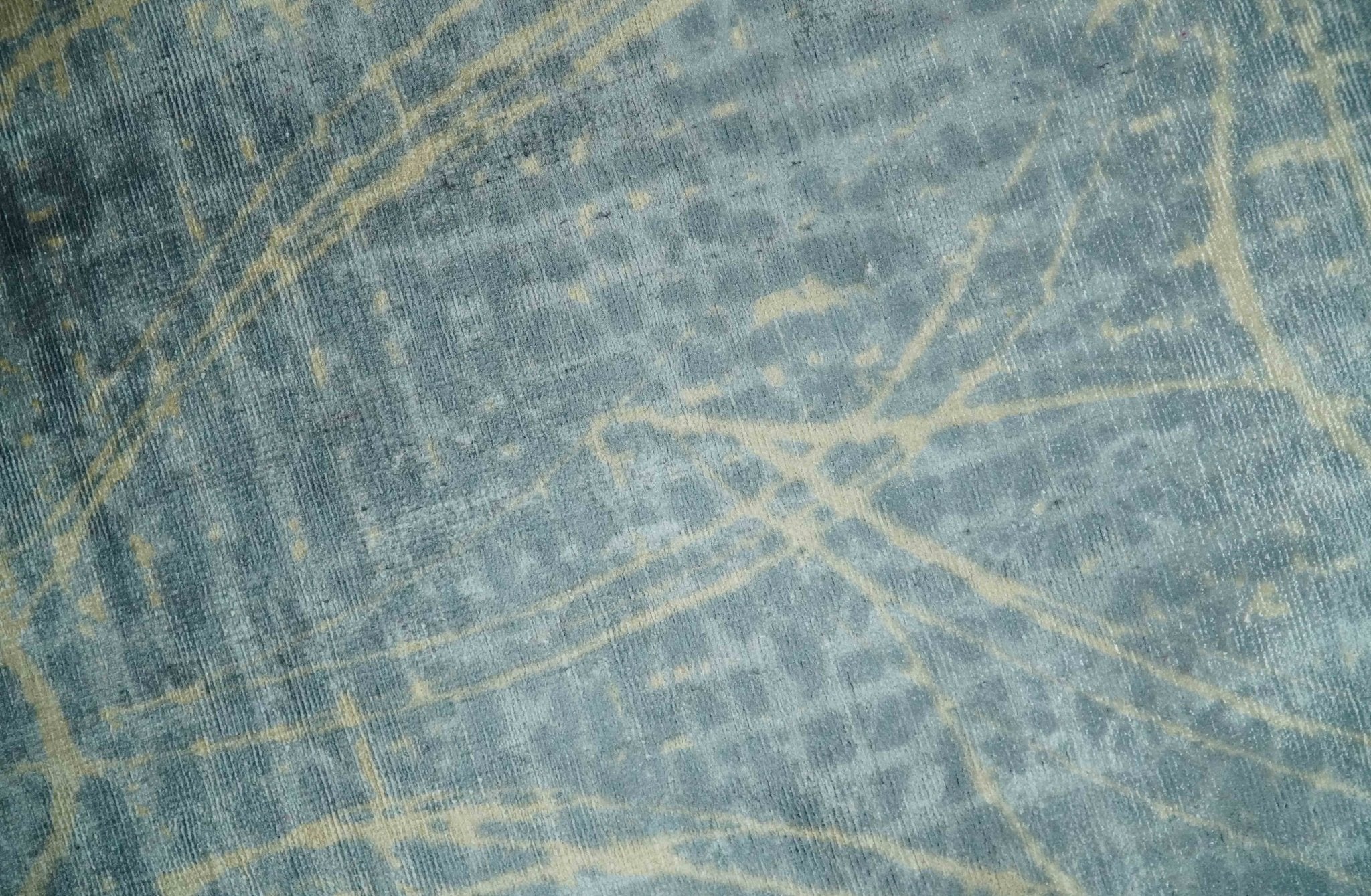 Modern Abstract Gray, Olive and Beige 5x8 Hand loom Viscose Area Rug - Image 5