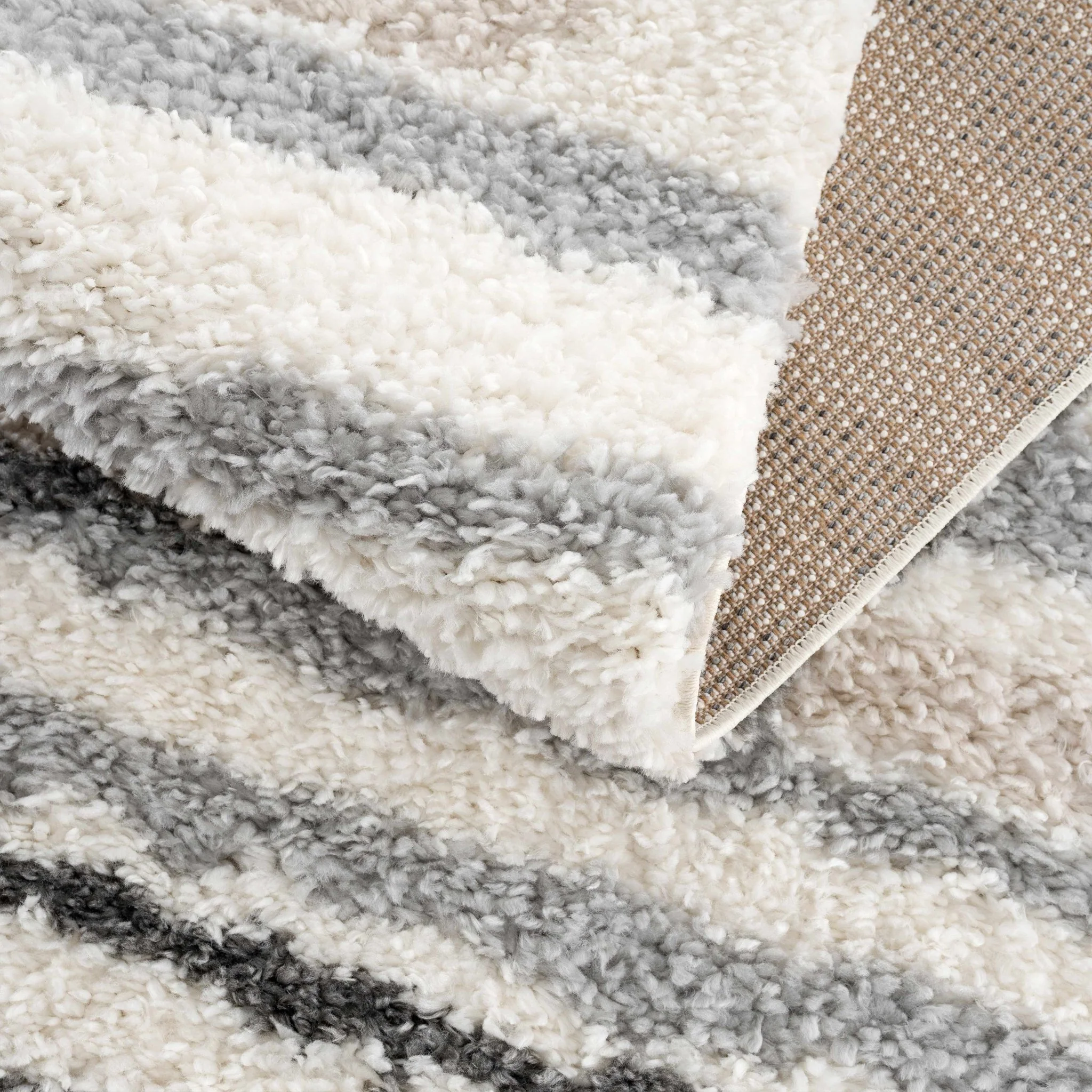 Modern Abstract Ivory, Beige, Gray and Black Plush pile Area Rug - Image 10