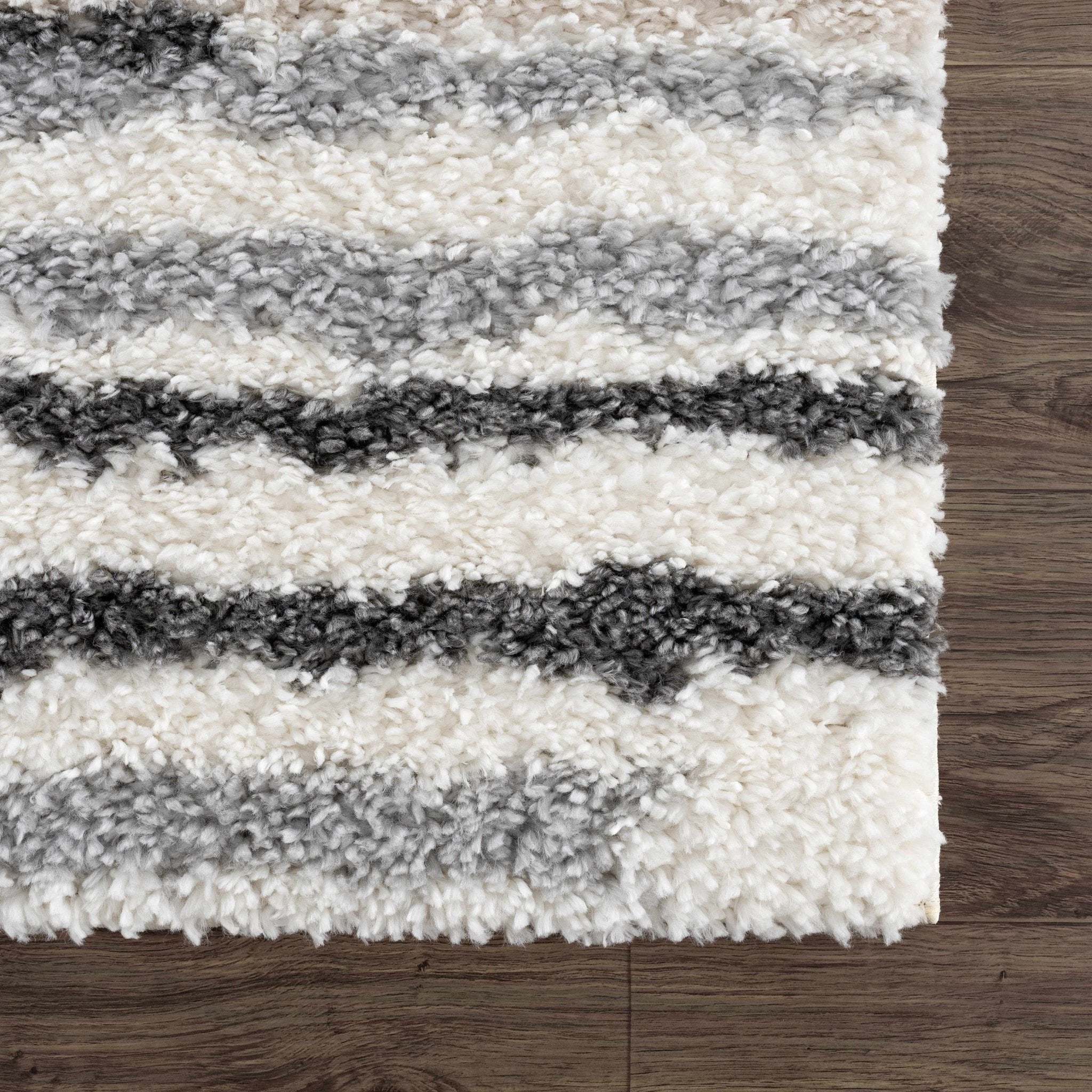 Modern Abstract Ivory, Beige, Gray and Black Plush pile Area Rug - Image 11