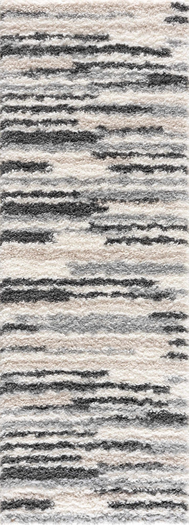 Modern Abstract Ivory, Beige, Gray and Black Plush pile Area Rug - Image 7