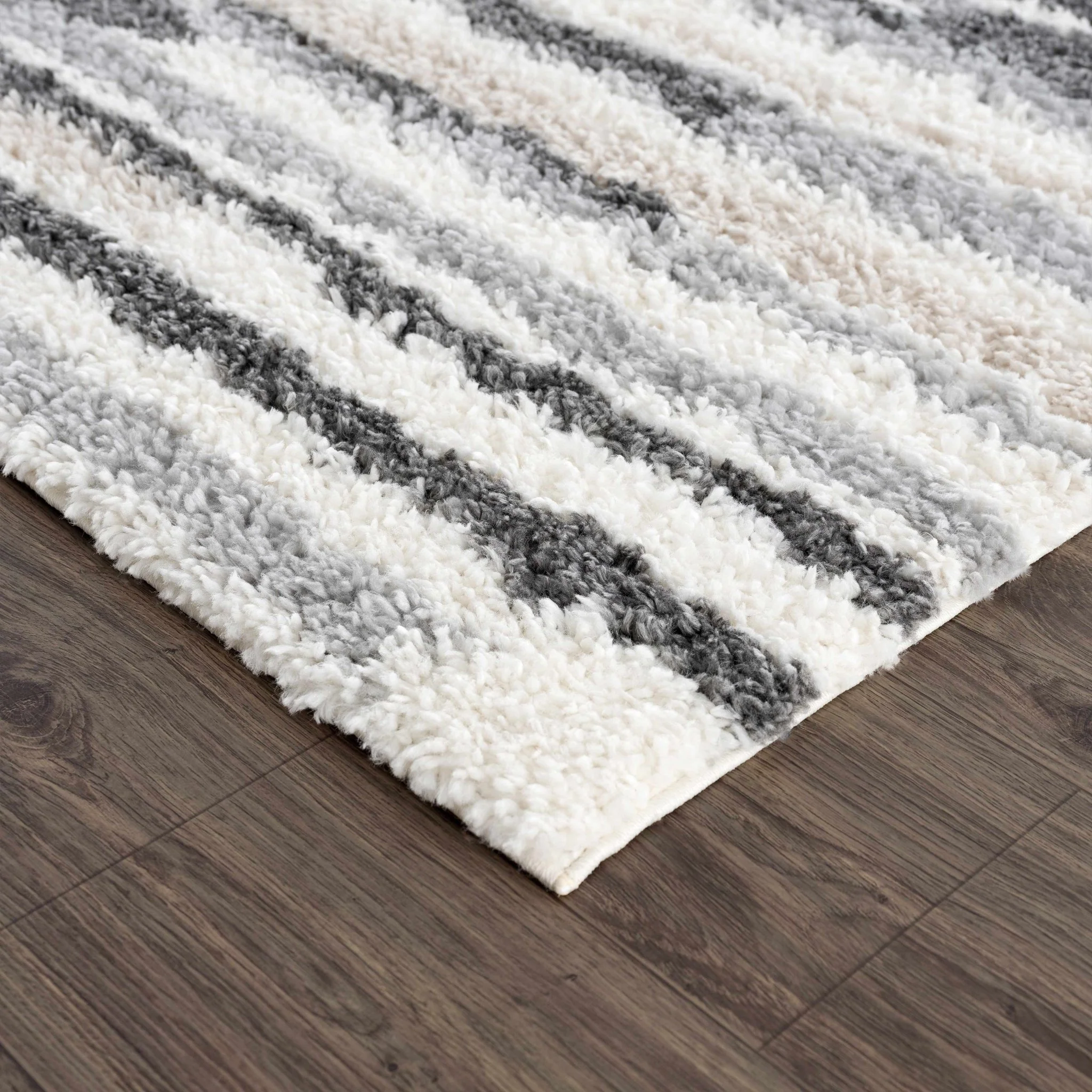 Modern Abstract Ivory, Beige, Gray and Black Plush pile Area Rug - Image 8
