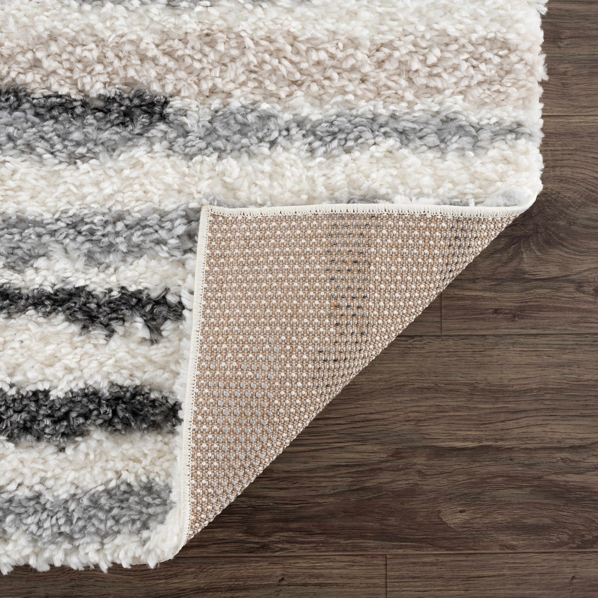 Modern Abstract Ivory, Beige, Gray and Black Plush pile Area Rug - Image 9