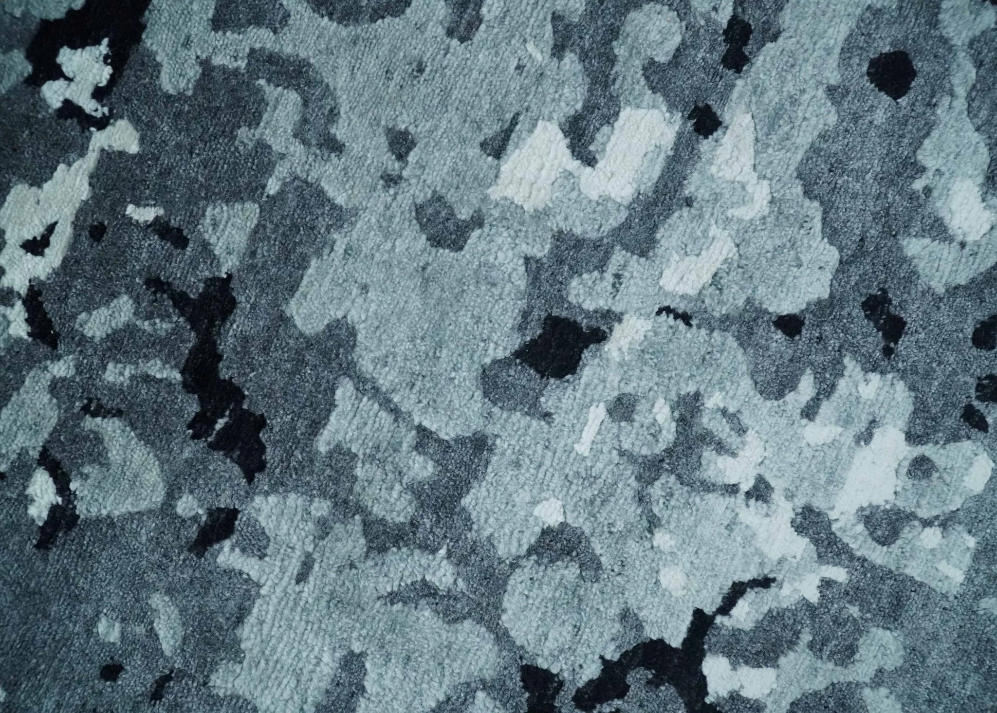 Modern Abstract Hand Knotted 8x10 Ivory, Gray, Charcoal and Black  Wool and Blended Silk Area Rug - Image 4