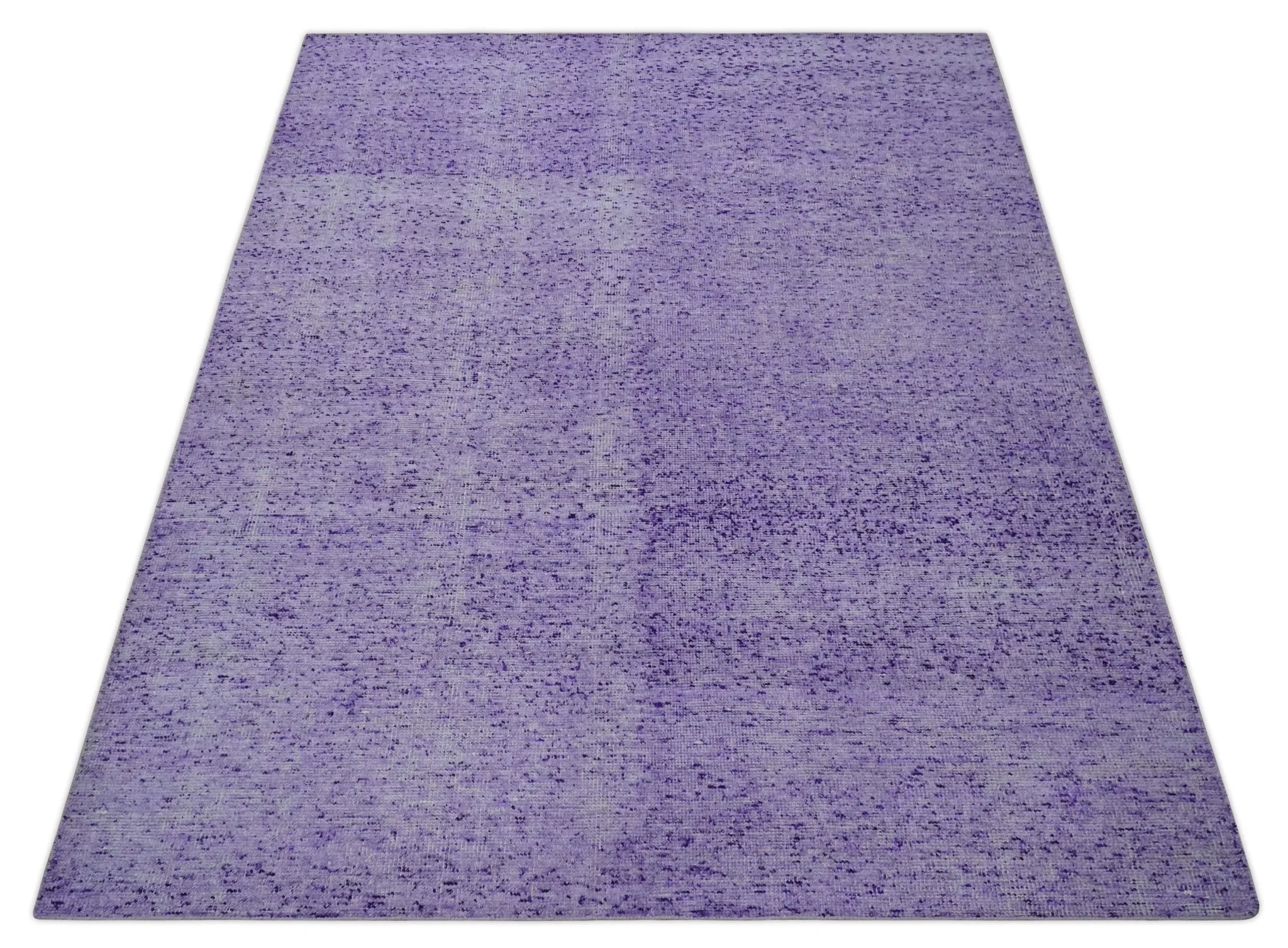 Modern Abstract Purple and Silver Hand knotted 8x10 Woven Art Silk Area Rug - Image 10