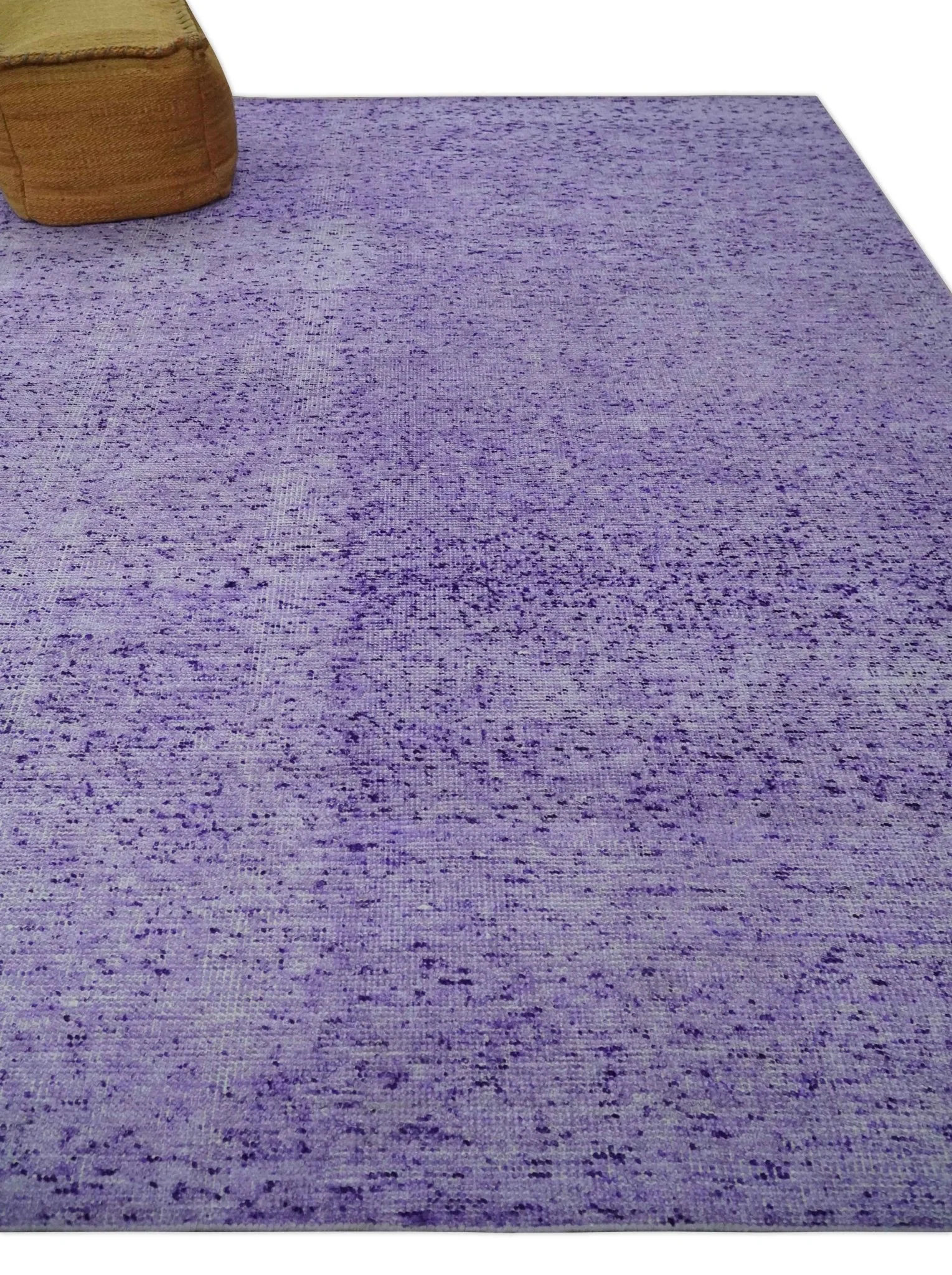 Modern Abstract Purple and Silver Hand knotted 8x10 Woven Art Silk Area Rug - Image 3
