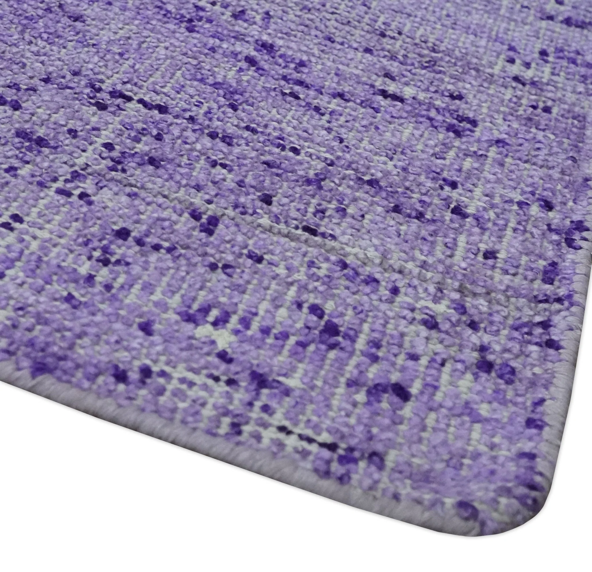 Modern Abstract Purple and Silver Hand knotted 8x10 Woven Art Silk Area Rug - Image 5