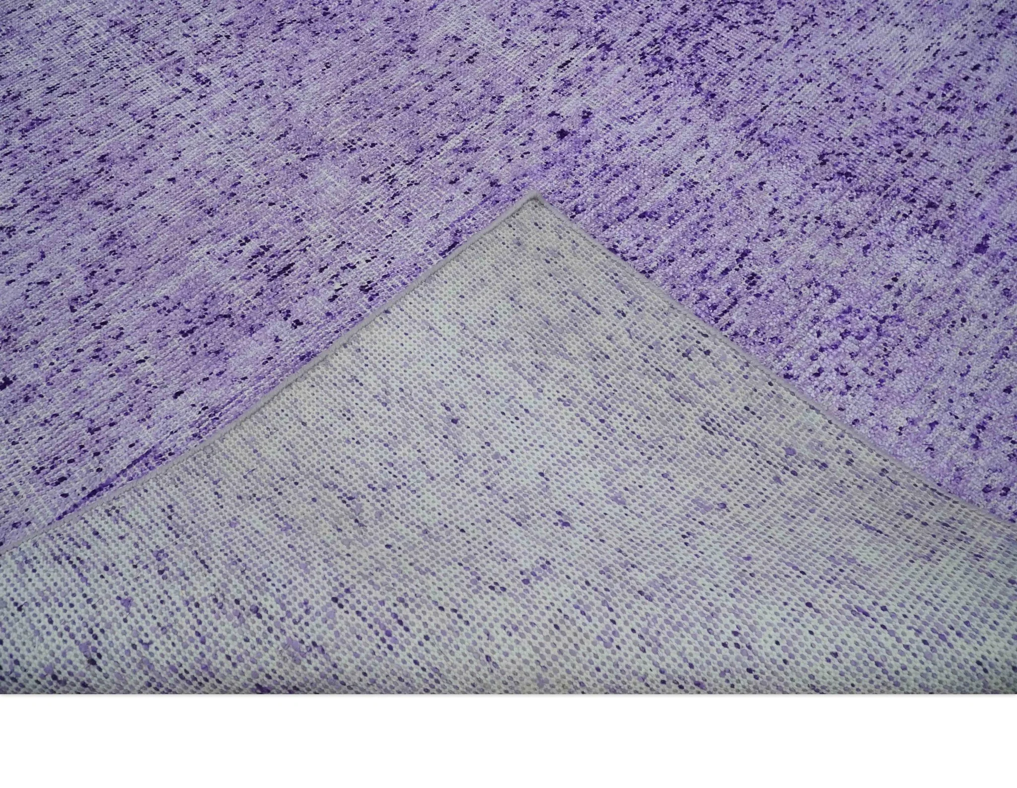 Modern Abstract Purple and Silver Hand knotted 8x10 Woven Art Silk Area Rug - Image 7