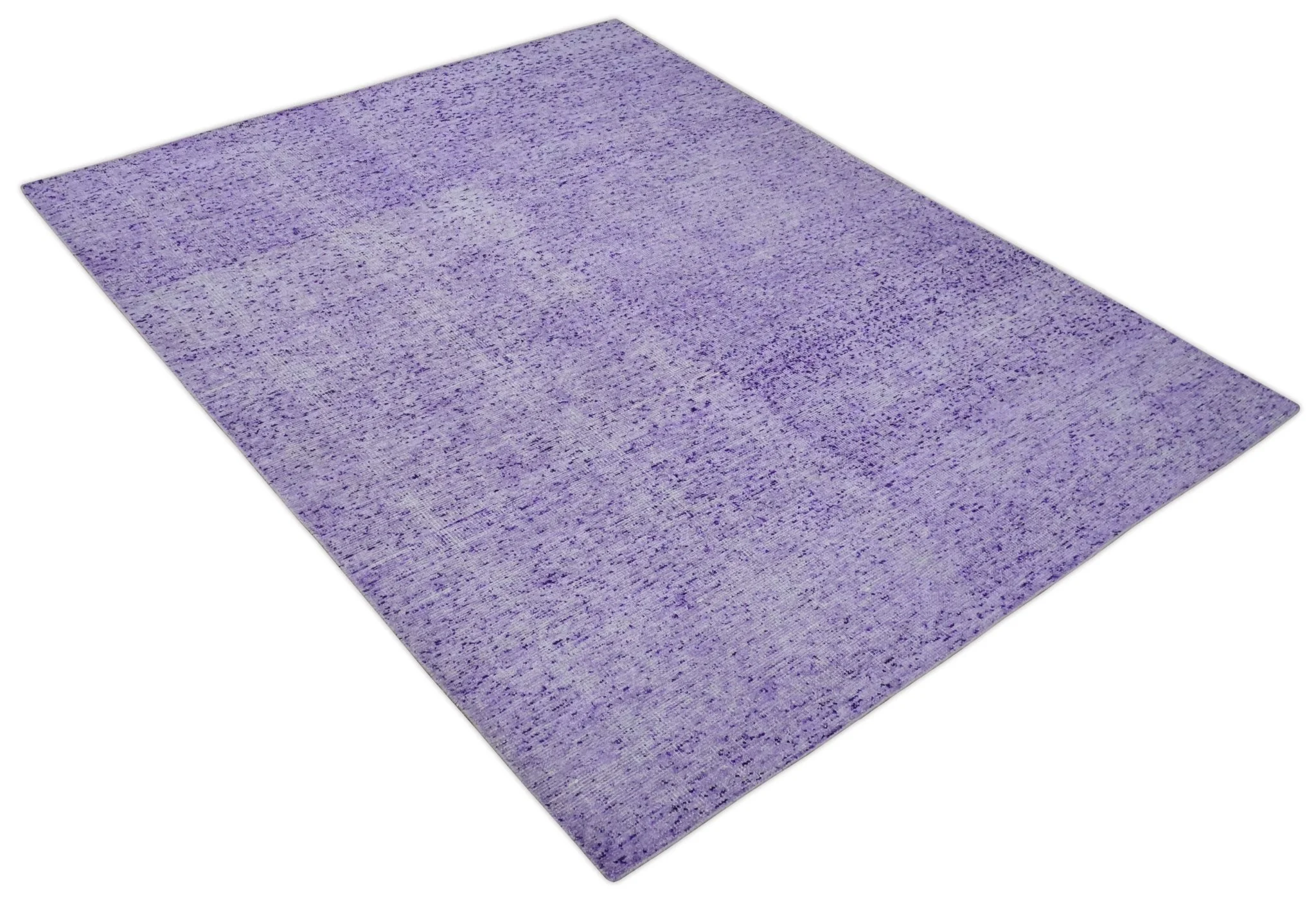 Modern Abstract Purple and Silver Hand knotted 8x10 Woven Art Silk Area Rug - Image 9