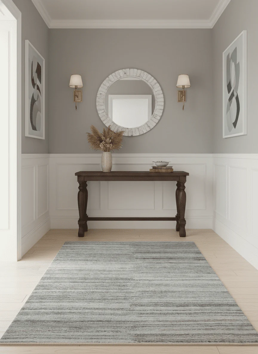 Modern Abstract Silver, Gray, Charcoal and Brown Dari 5x8 Pet yarn Area Rug - Image 2