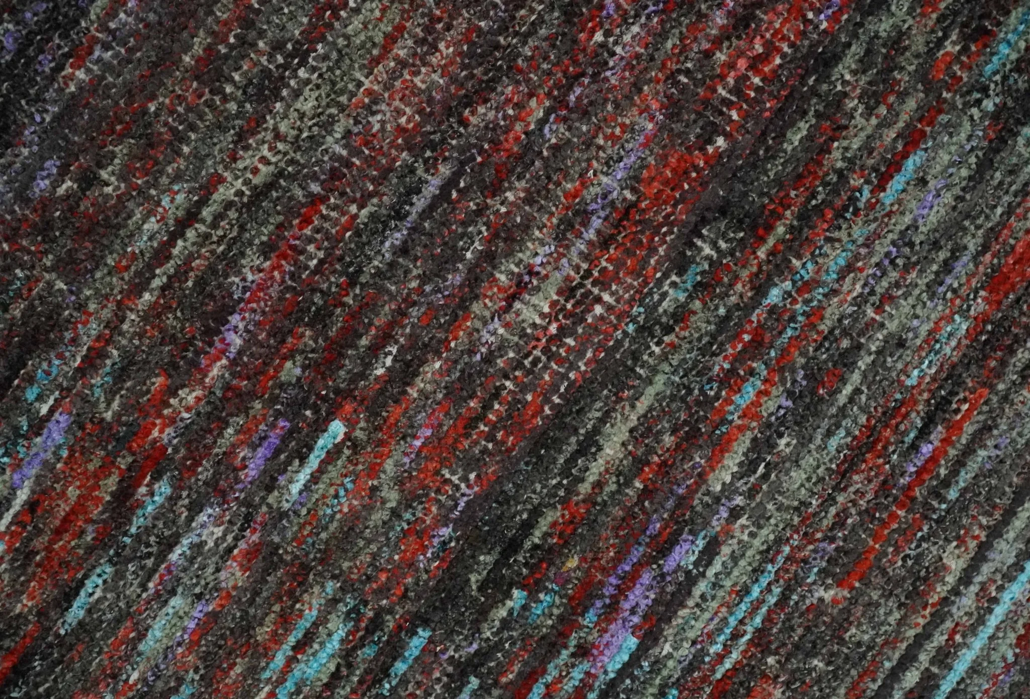 Modern Abstract Vibrant Colorful Maroon, Violet, Blue and Charcoal Hand knotted Flat Woven 8x11.6 wool Area Rug - Image 4