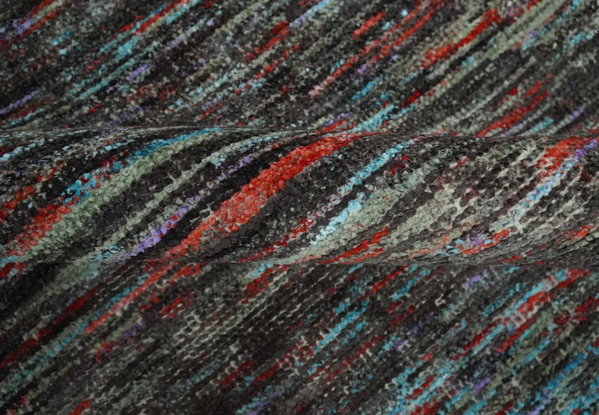 Modern Abstract Vibrant Colorful Maroon, Violet, Blue and Charcoal Hand knotted Flat Woven 8x11.6 wool Area Rug - Image 7