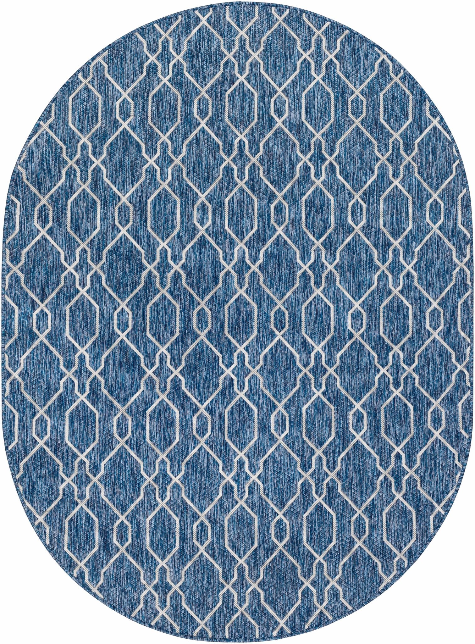 Aldford Denim Modern Geometrical Blue And Cream Machine Woven Outdoor Carpet - Image 14