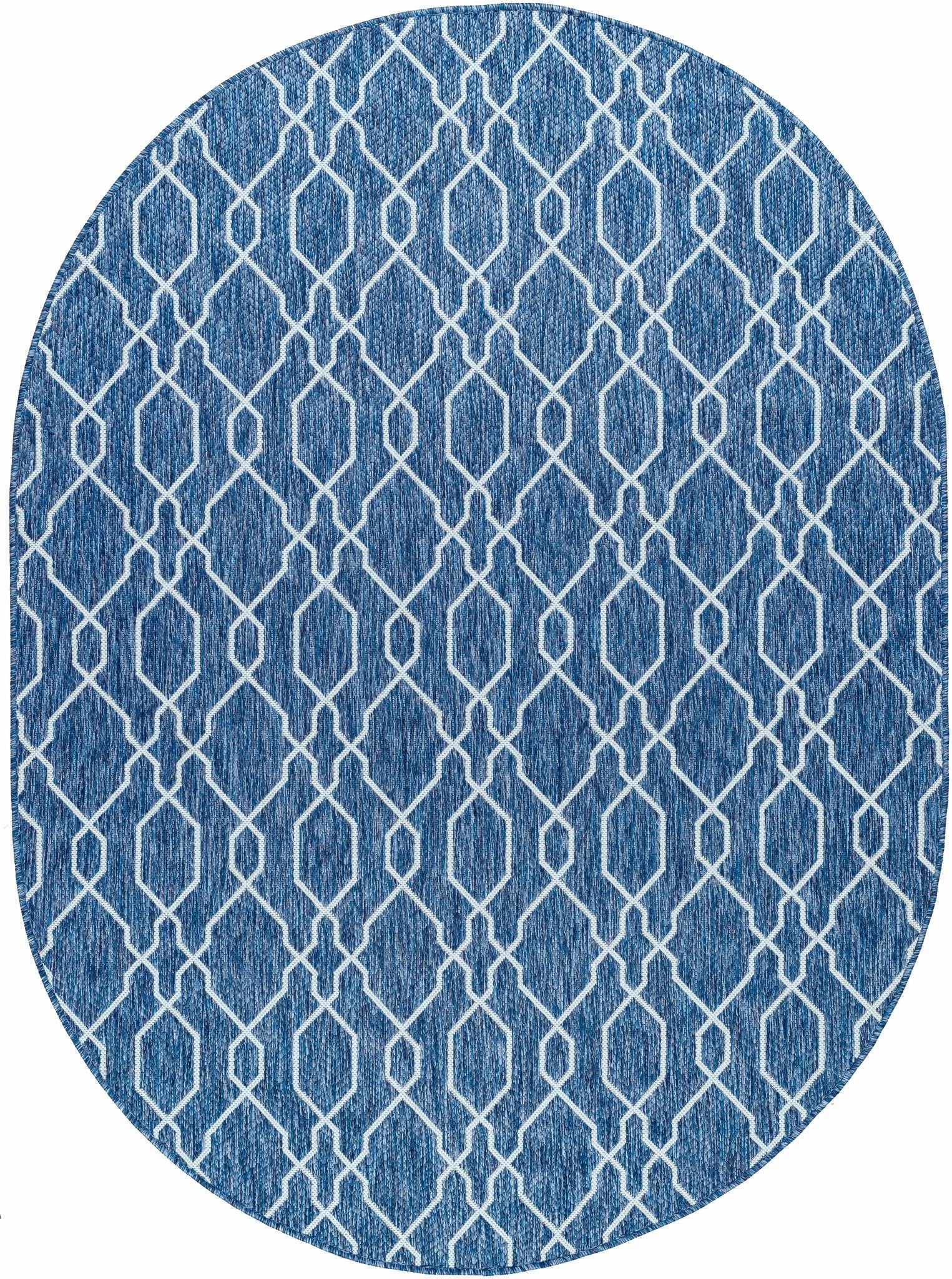 Aldford Denim Modern Geometrical Blue And Cream Machine Woven Outdoor Carpet - Image 15